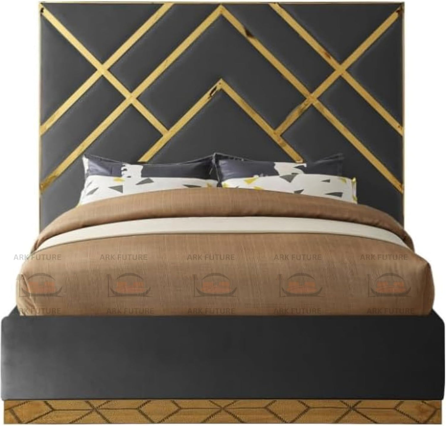 Serena Upholstered Bed Frame with Stylish Headboard, Sturdy Wooden Legs, Modern