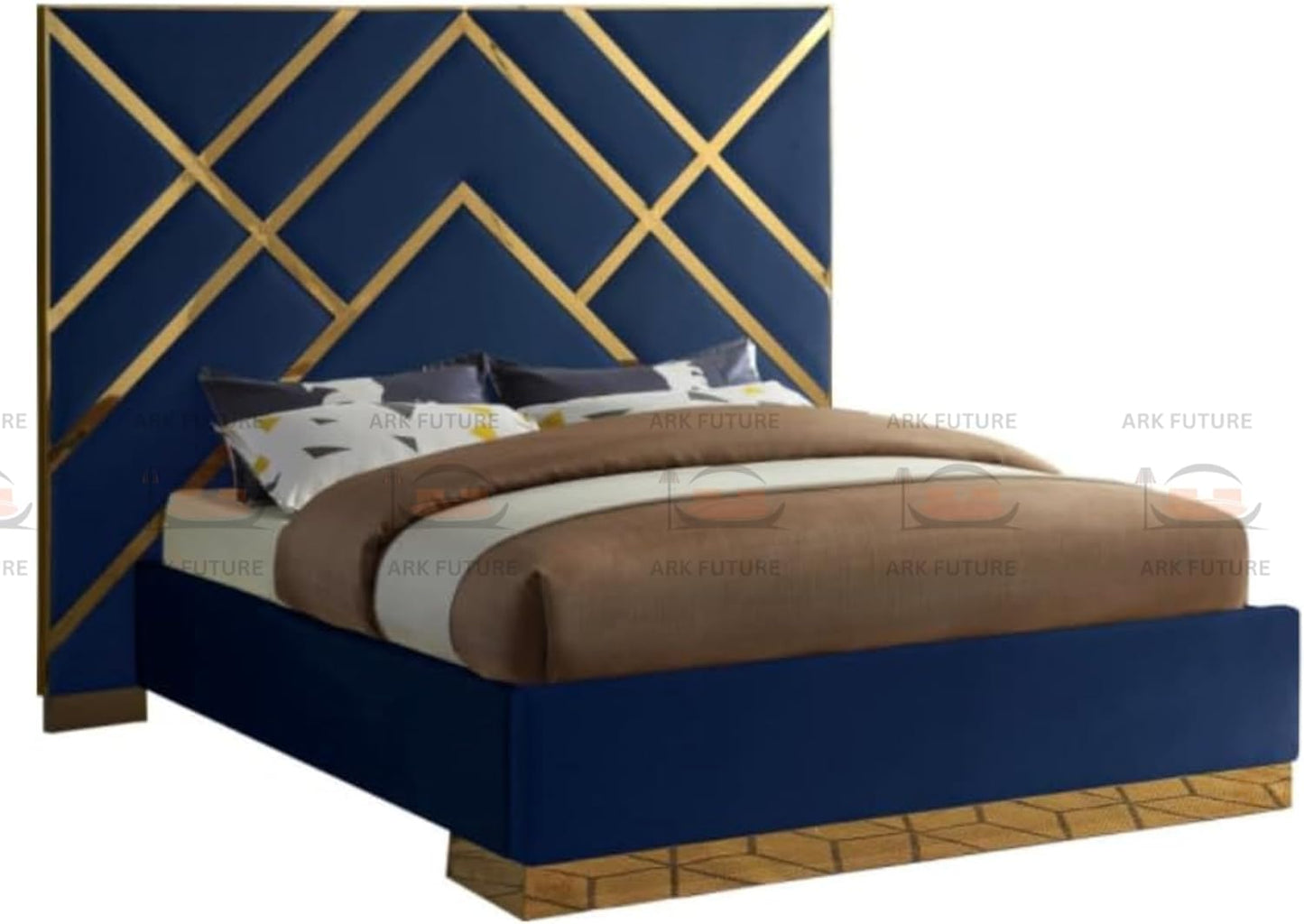 Serena Upholstered Bed Frame with Stylish Headboard, Sturdy Wooden Legs, Modern
