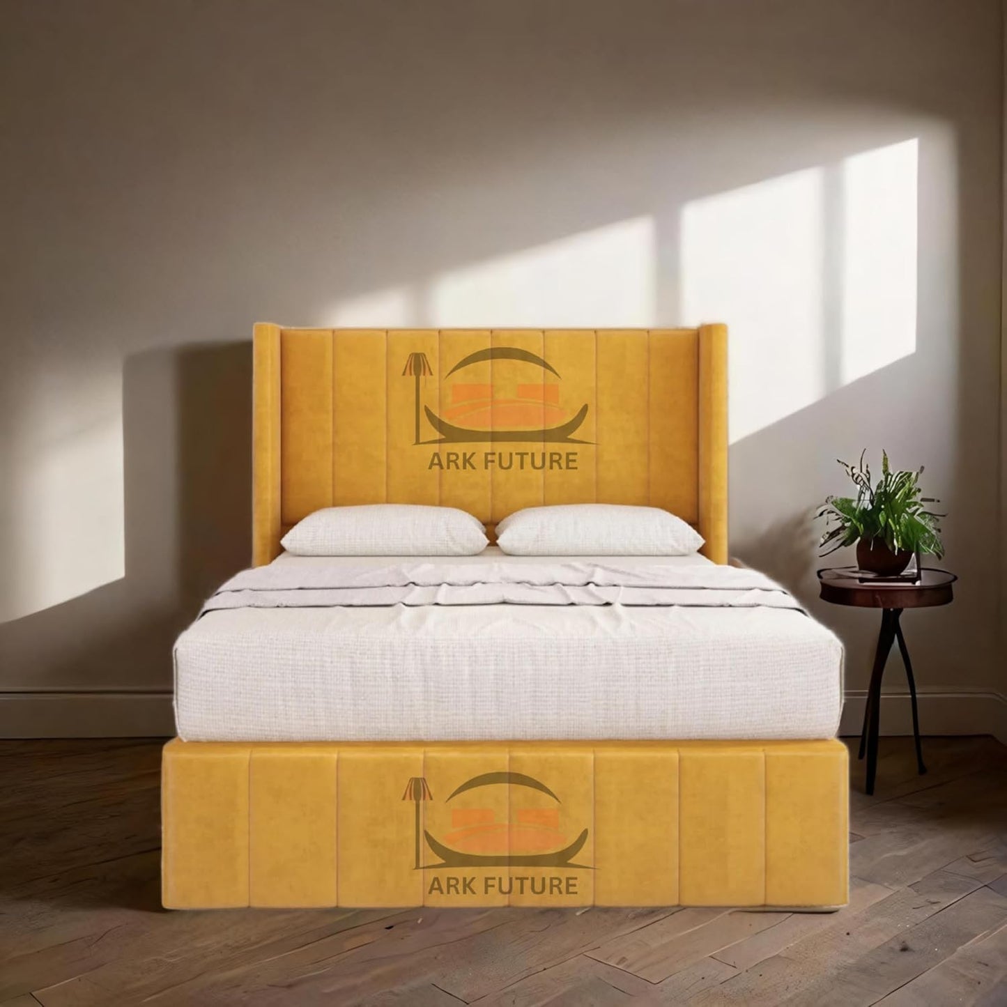 Haven Upholstered Wingback Bed Frame with 2 Storage Drawers & 54" Headboard in Plush Velvet