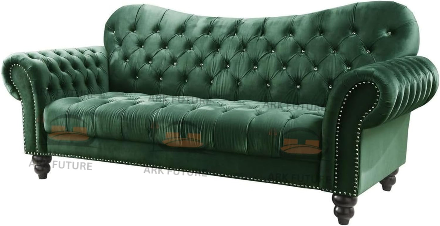 Siena Italian Chesterfield Green Velvet Sofa – Tufted Luxury for Living Room, Bedroom & Office