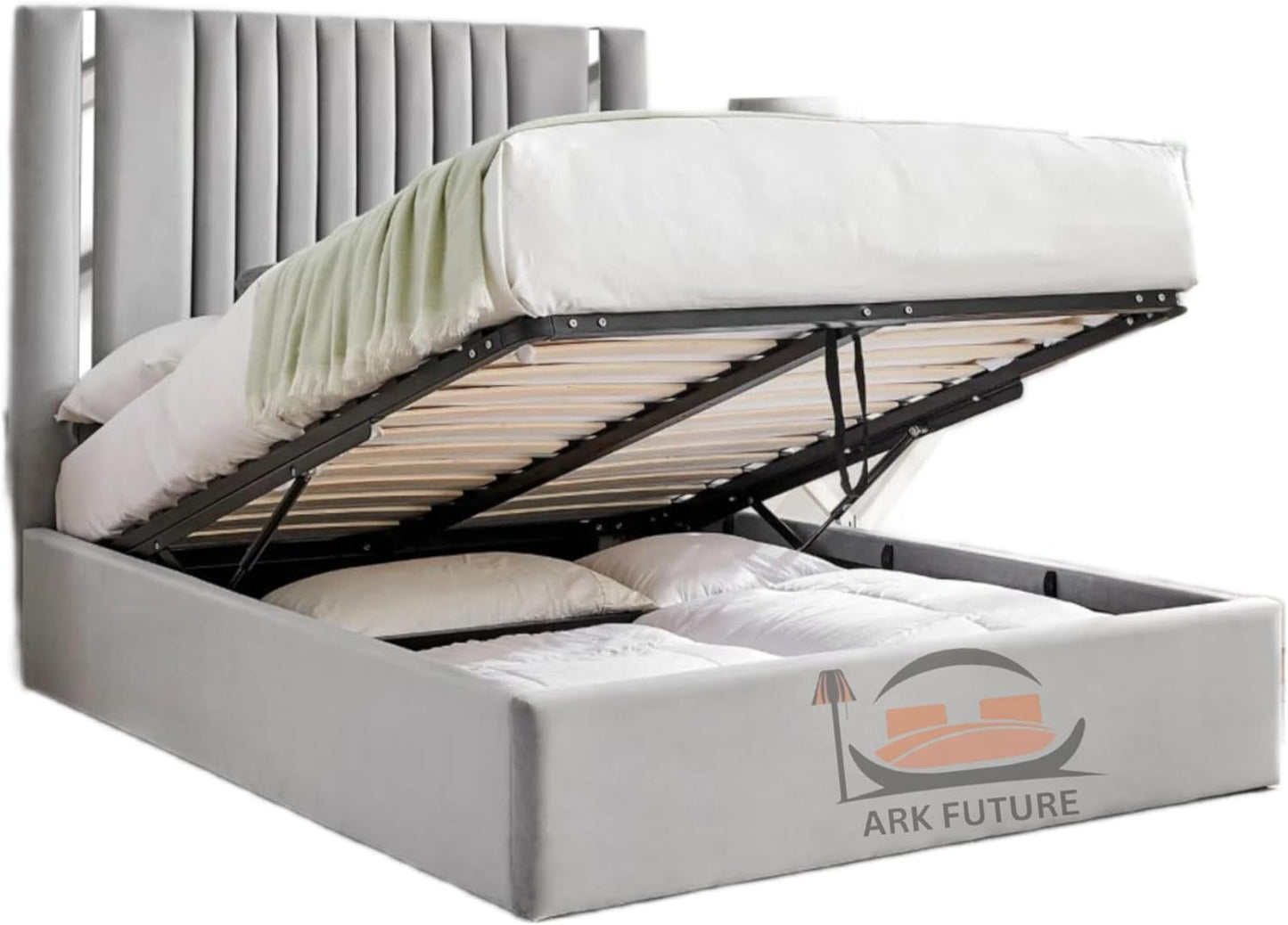 Cambridge Velvet Ottoman Storage Bed with Chrome Detailing
