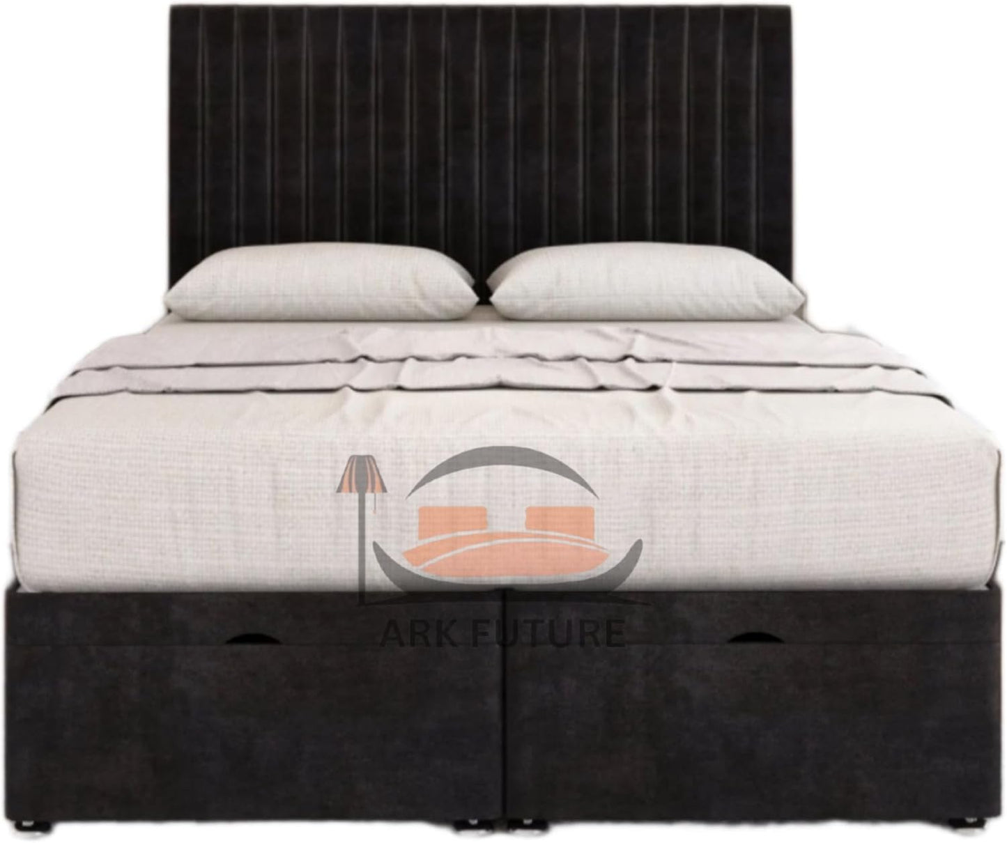Sleek Ottoman Plush Fabric Bed Frame with Storage