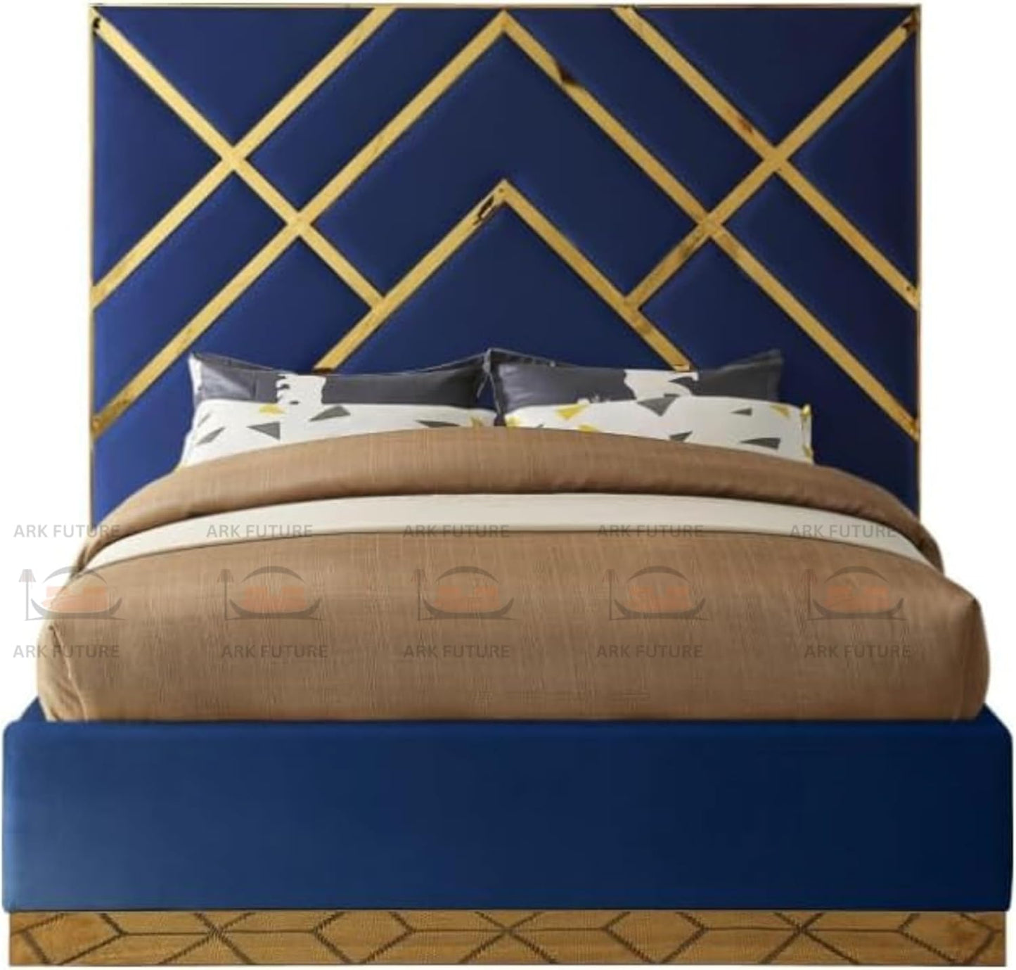 Serena Upholstered Bed Frame with Stylish Headboard, Sturdy Wooden Legs, Modern