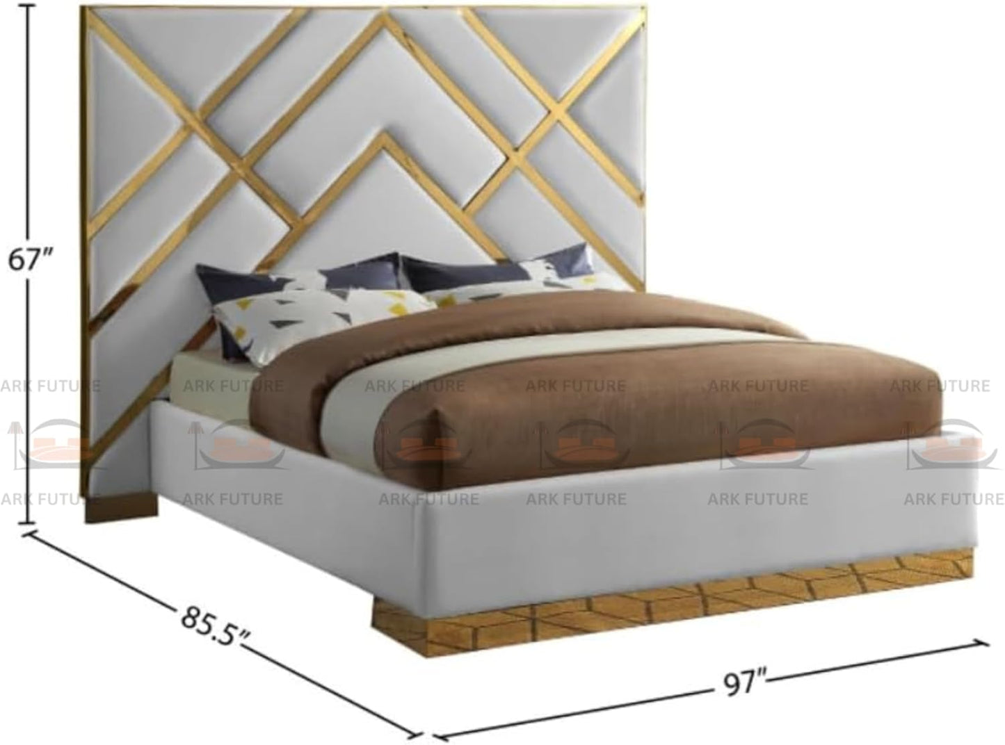 Serena Upholstered Bed Frame with Stylish Headboard, Sturdy Wooden Legs, Modern