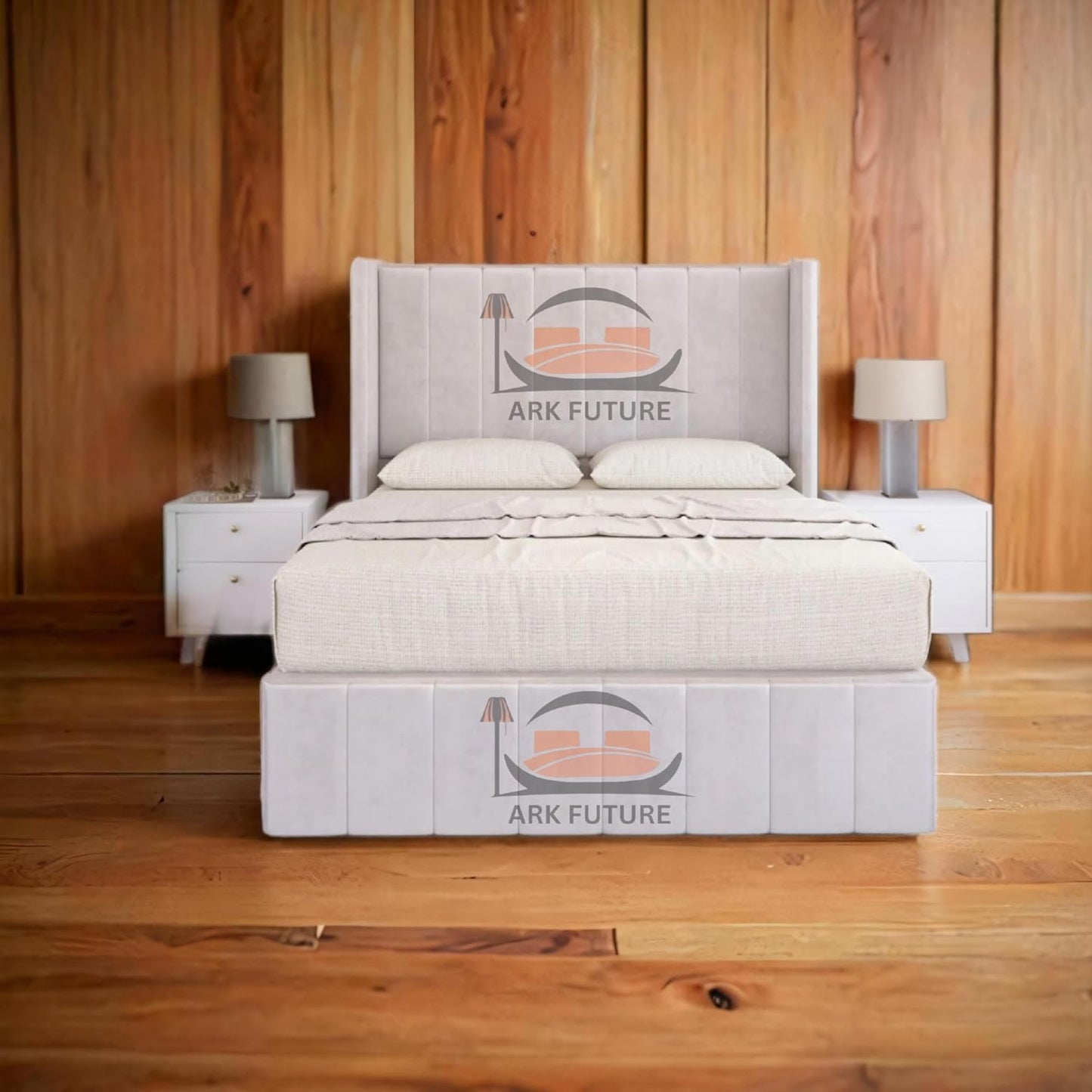 Haven Upholstered Wingback Bed Frame with 2 Storage Drawers & 54" Headboard in Plush Velvet
