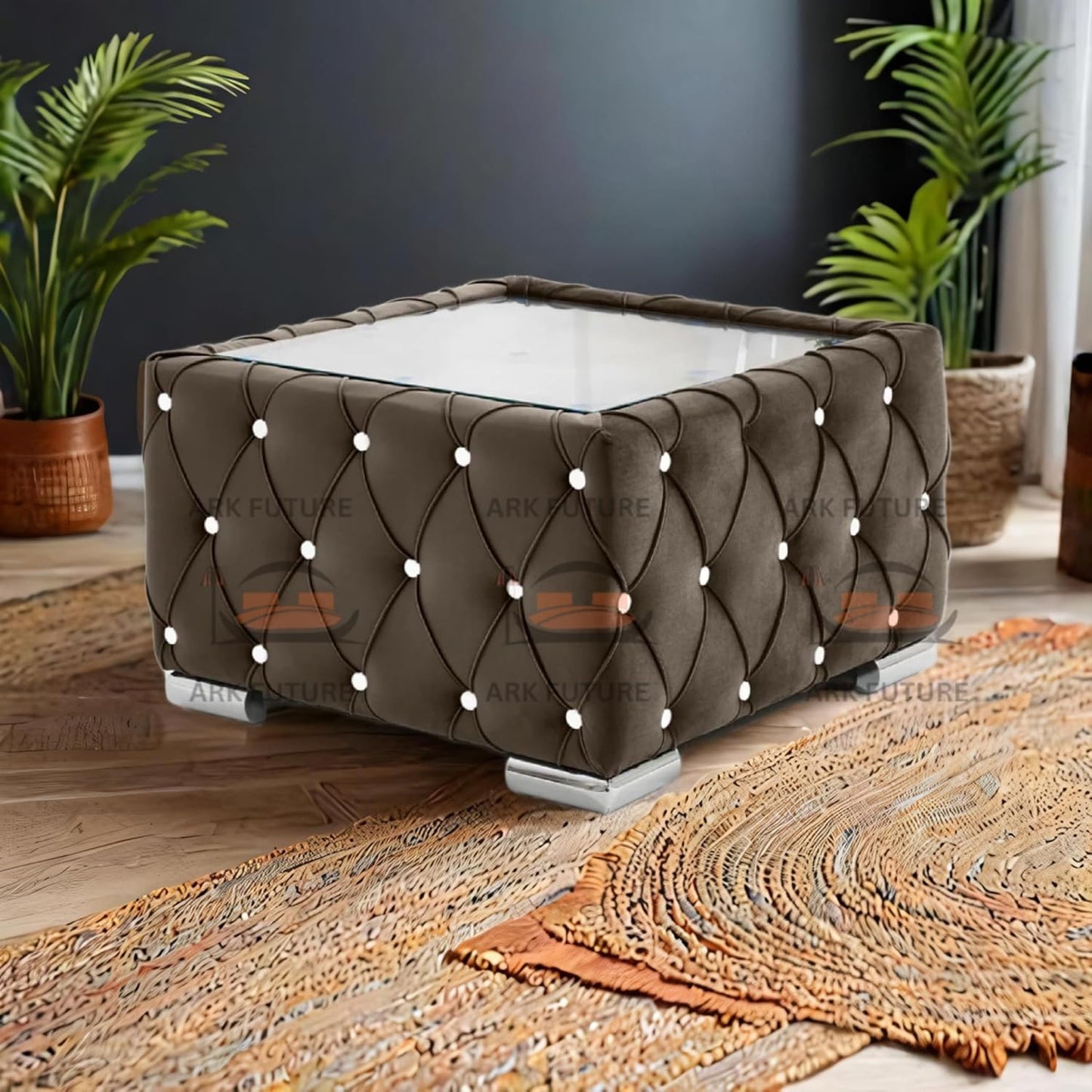 Verona Plush Velvet Square Footstool β Stylish & Comfortable