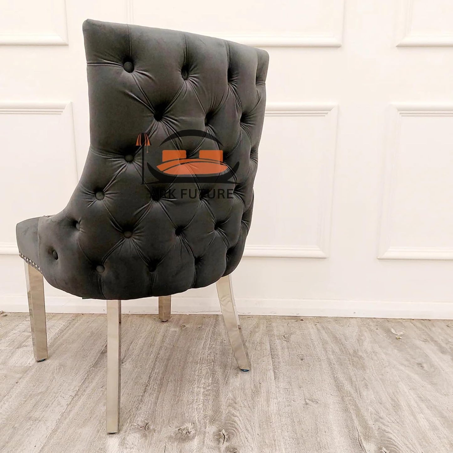 Set of 2 Kensington Velvet Dining Chairs – Button-Tufted, Chrome Legs