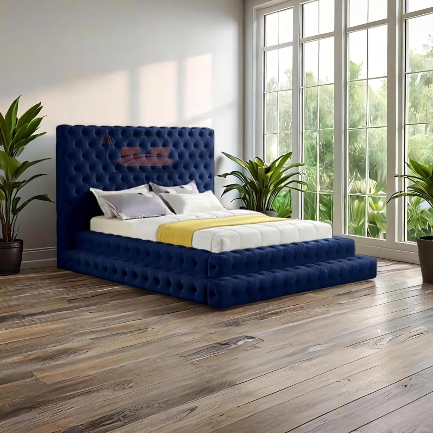 Imperial Manor Upholstered Bed Frame with Tufted Headboard and Timeless Design