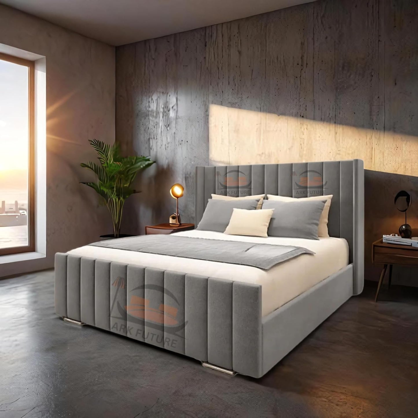 Hampton Deluxe Upholstered Bed Frame – Sturdy & Elegant Design