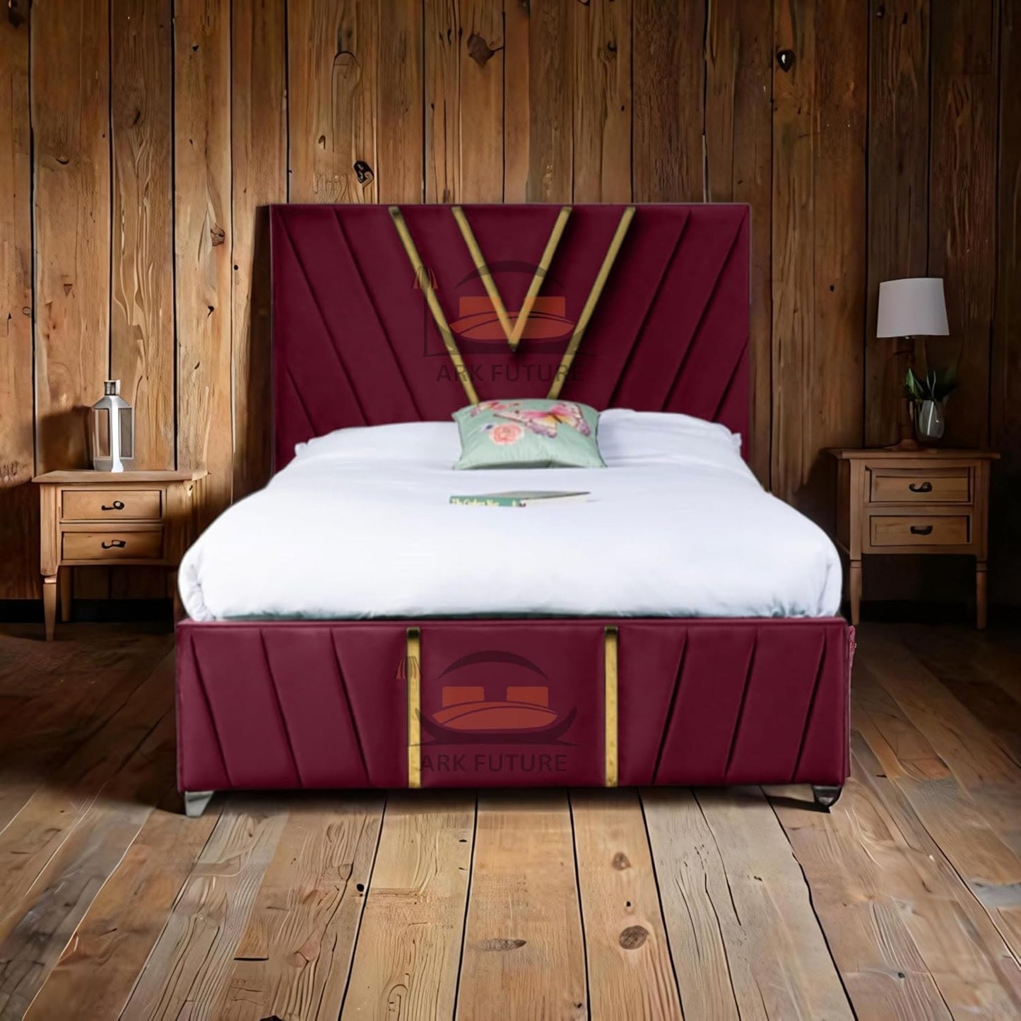 Midnight Mirage Plush Velvet Bed Frame with Tufted Headboard