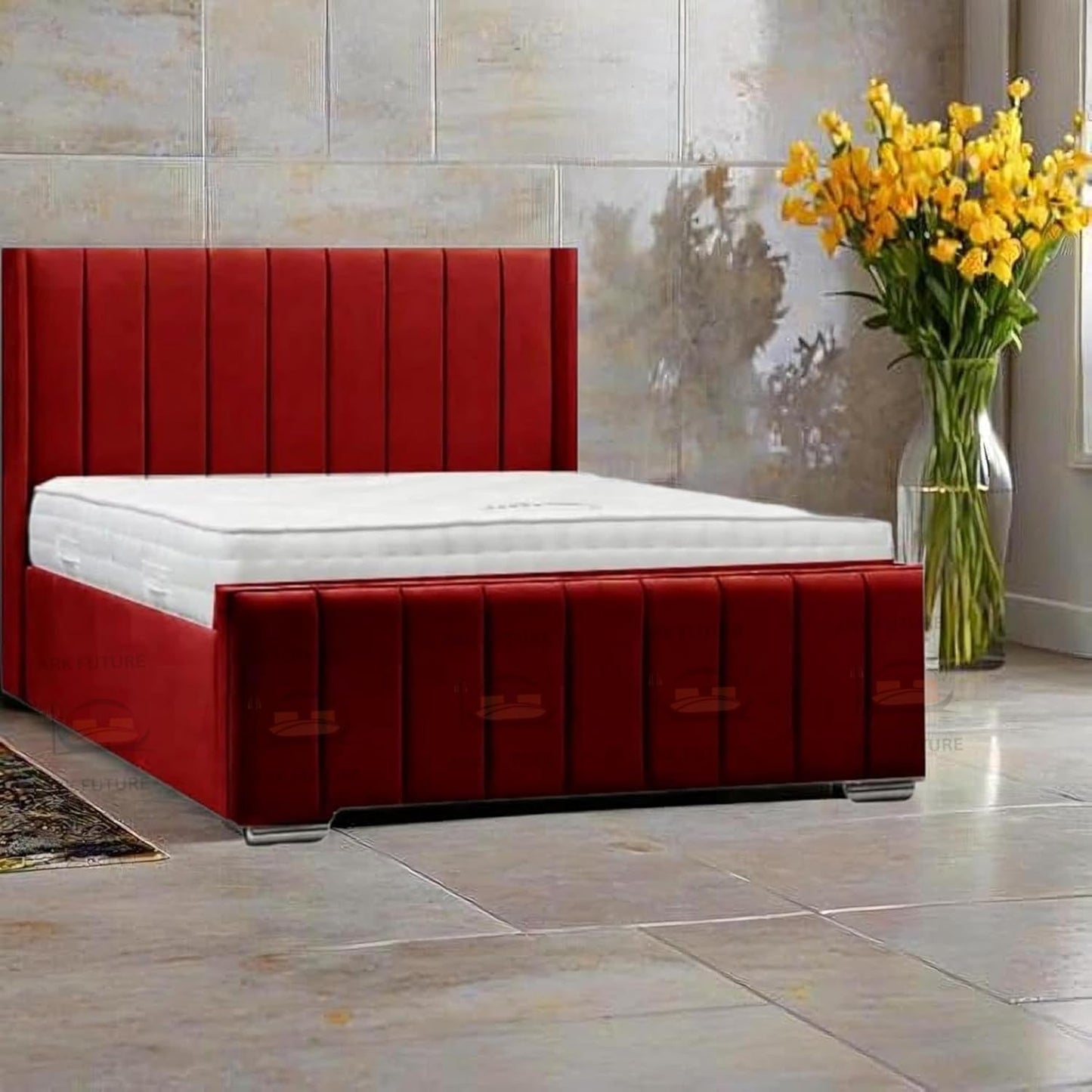 Amelia Panel Wing Ottoman Bed Frame – Upholstered Storage Bed with Gas Lift