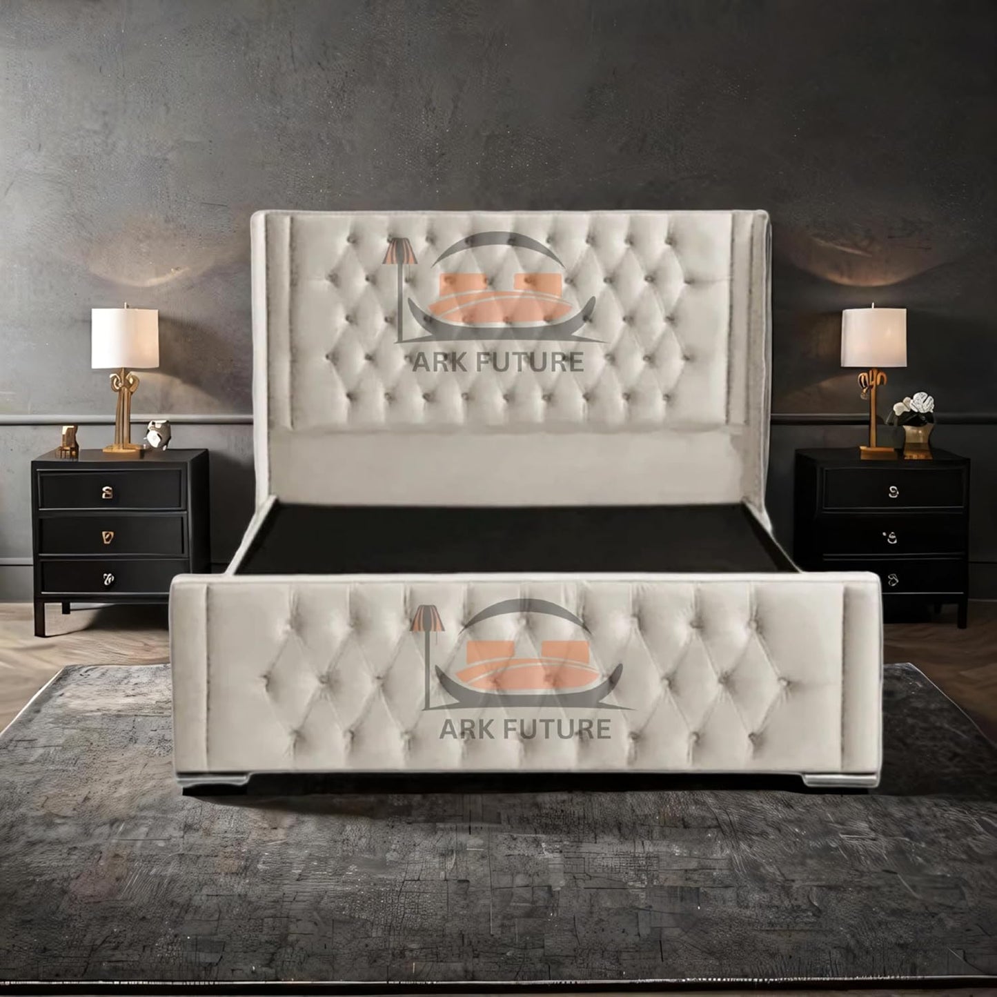 Calgary Upholstered Bed Frame | Modern Fabric Bed with Tufted Headboard