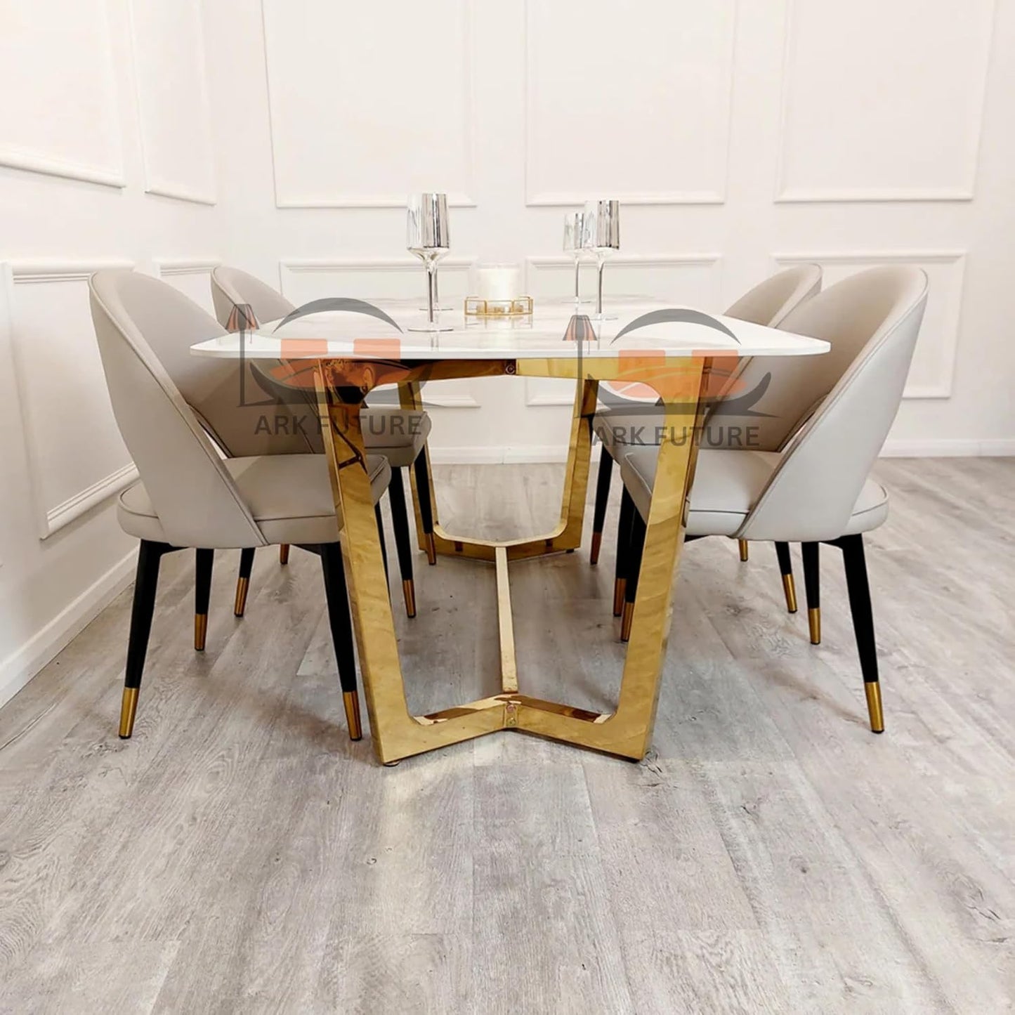 Lucien 1.8m Gold Dining Table – Pandora Sintered Stone & Gold Base