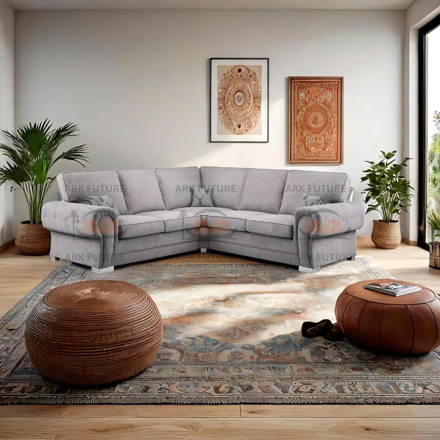 Veneto 5-Seater L-Shaped Corner Sofa with Full Back and Chesterfield Arms