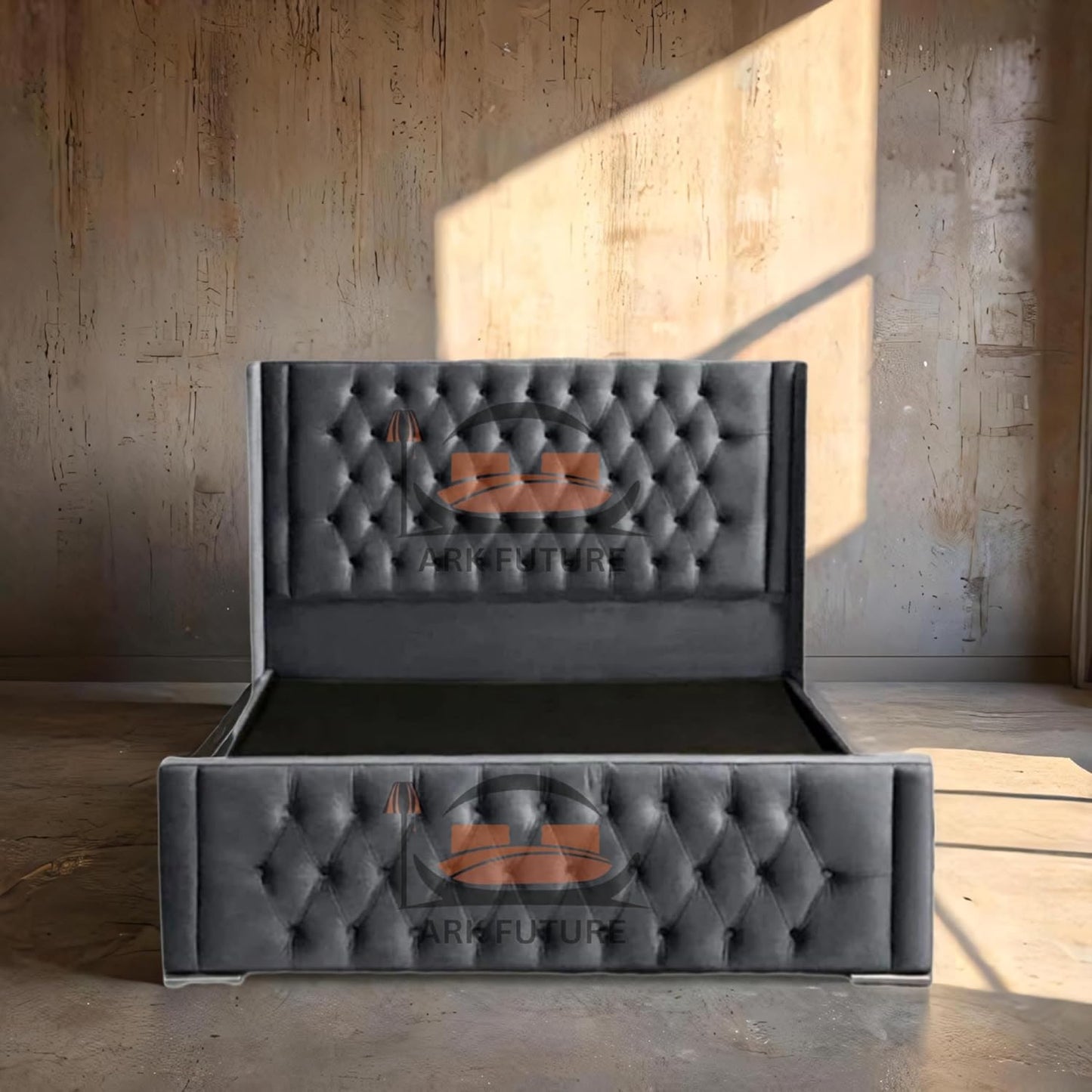 Calgary Upholstered Bed Frame | Modern Fabric Bed with Tufted Headboard