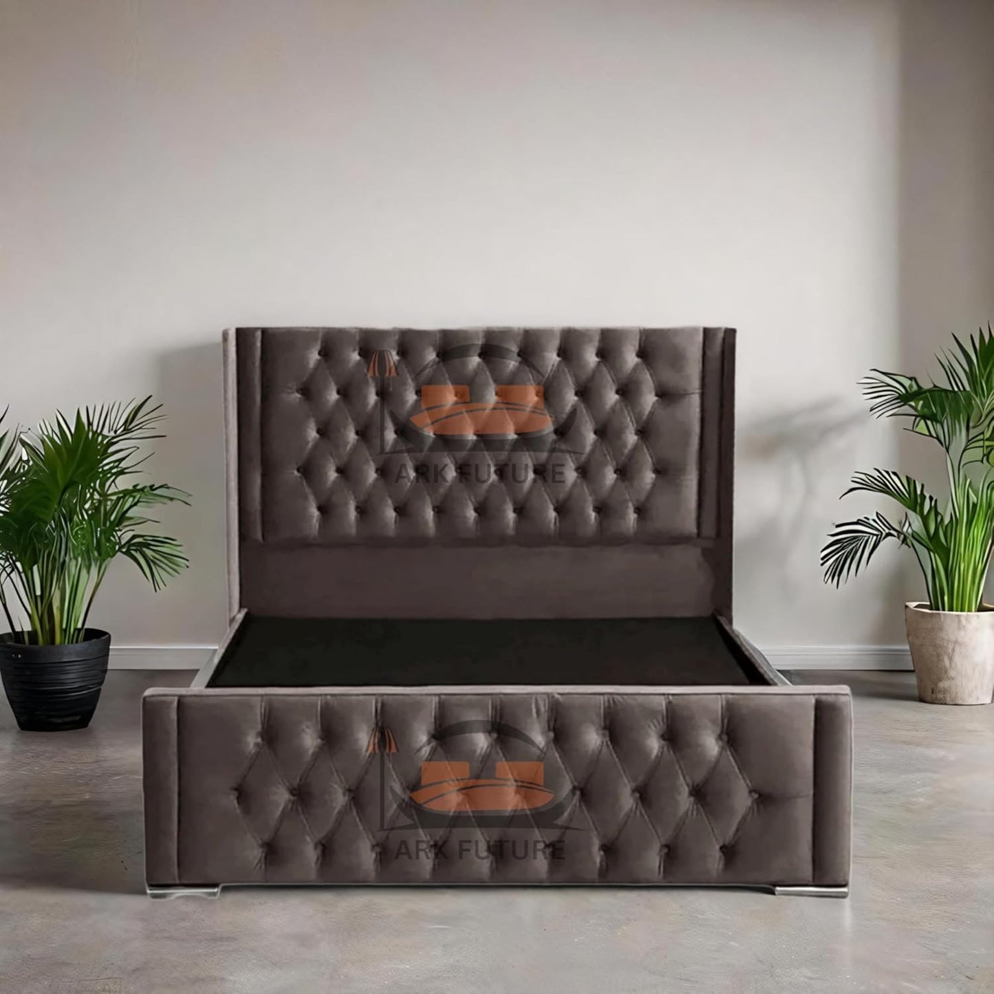 Calgary Upholstered Bed Frame | Modern Fabric Bed with Tufted Headboard