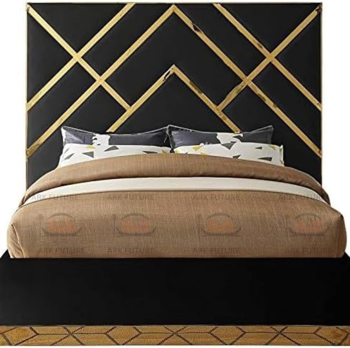 Serena Upholstered Bed Frame with Stylish Headboard, Sturdy Wooden Legs, Modern