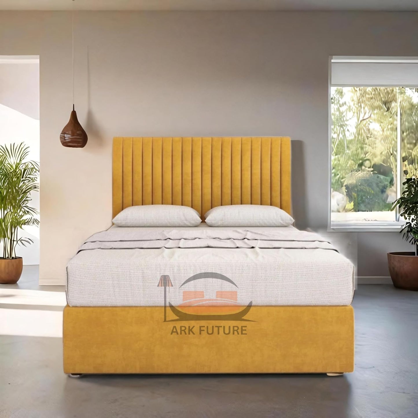 Plush Velvet Bed Frame with Storage and Upholstered Headboard