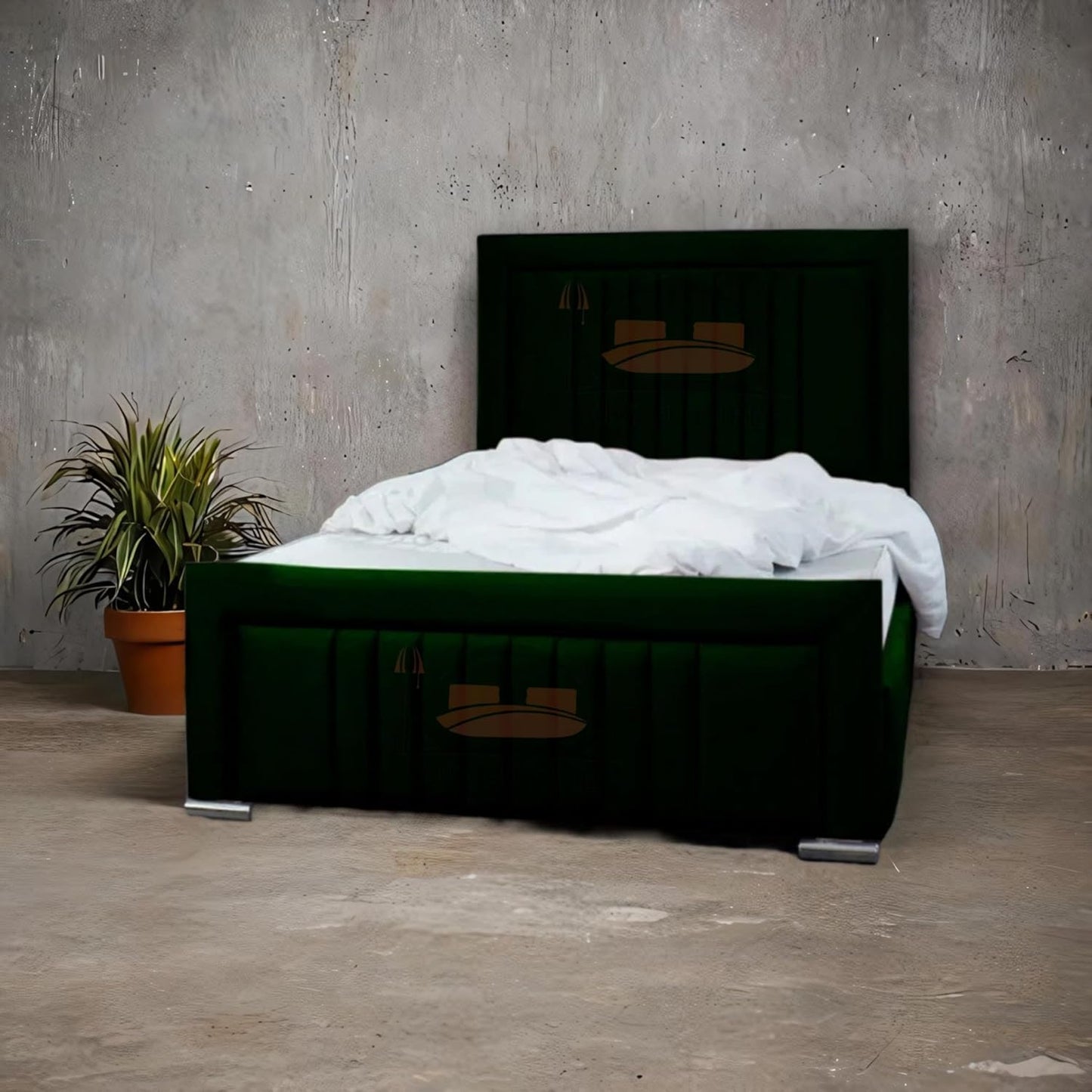 Dean Sand Upholstered Bed Frame – Modern Design, Sturdy Wood, Padded Headboard