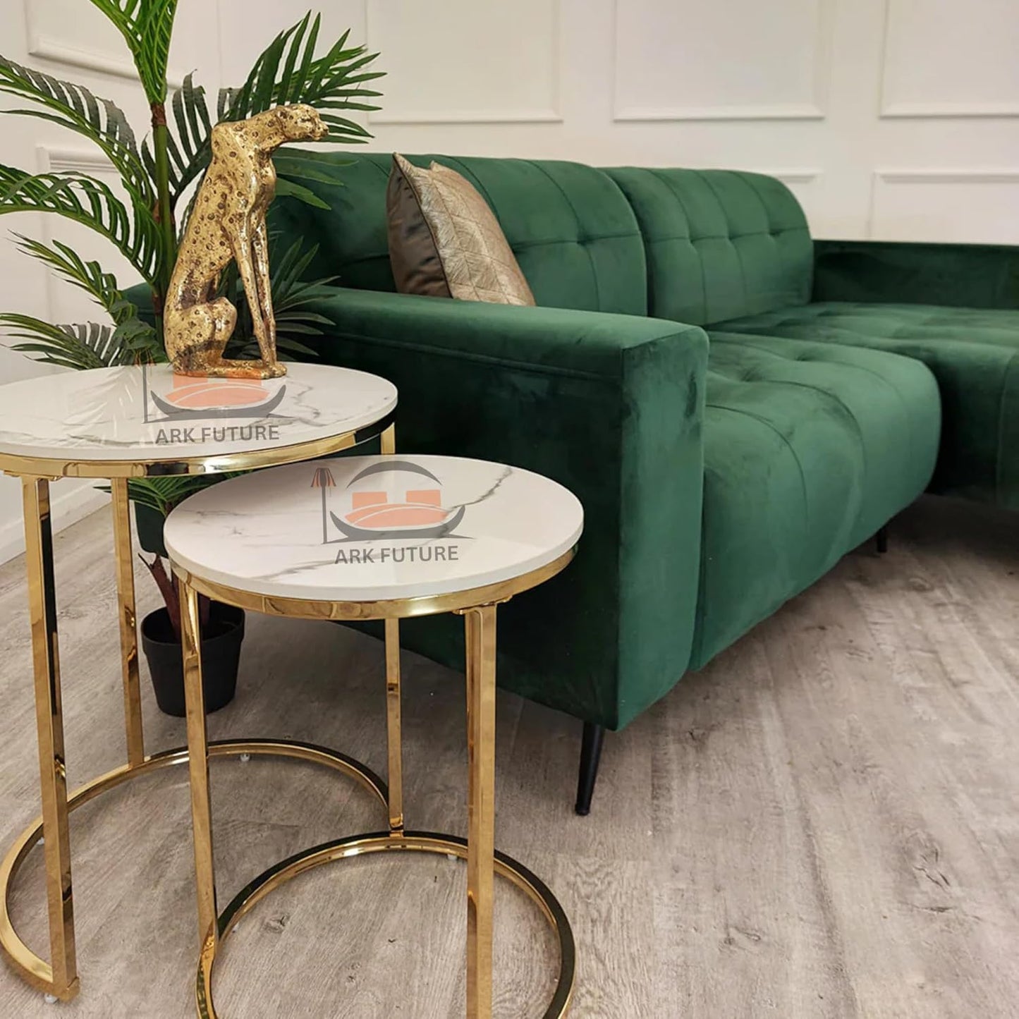 Cato Nest of 2 Tall End Tables with Polar White Sintered Stone Tops