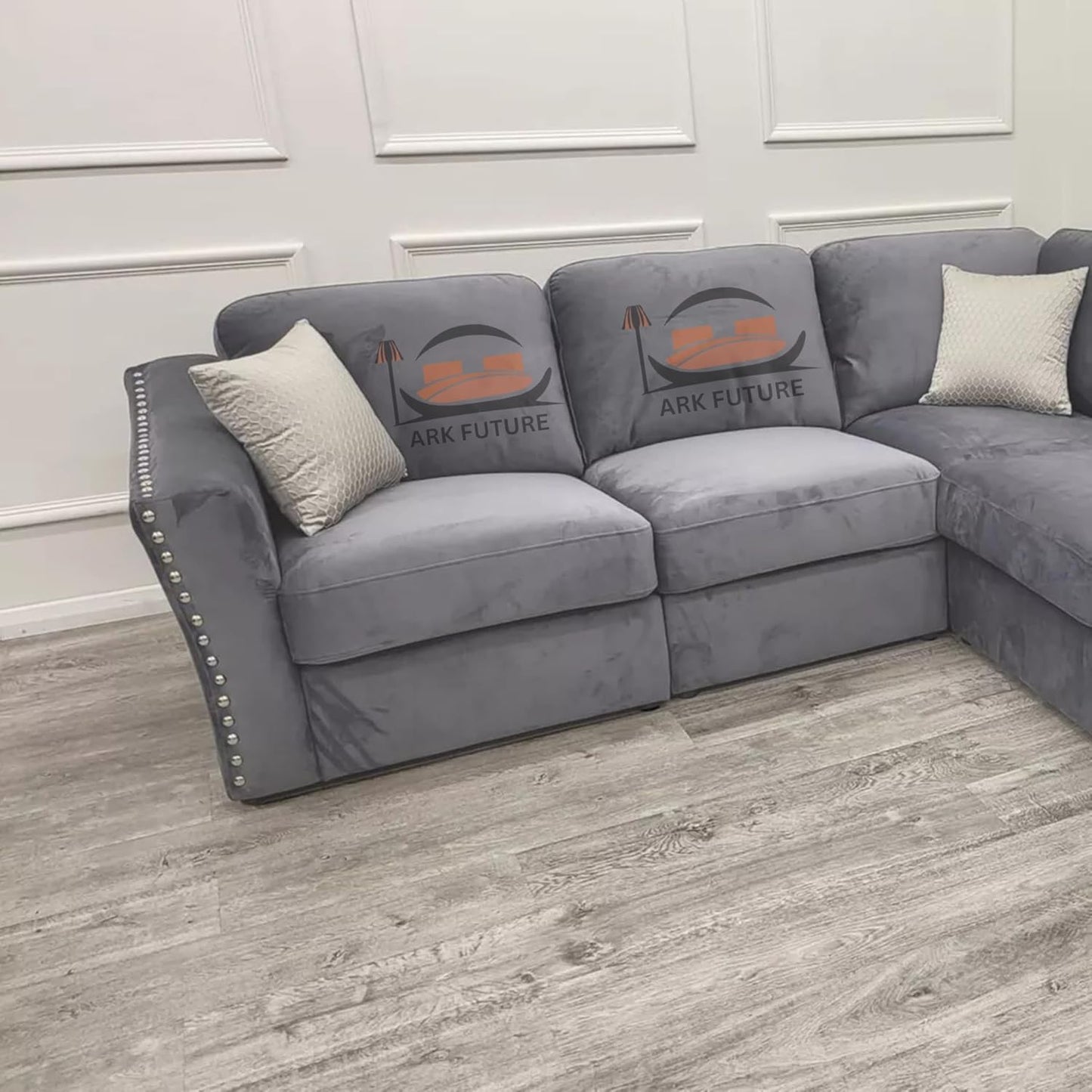 Lincoln 4-Piece Modular Corner Sofa, Velvet Upholstery, Spacious Seating.