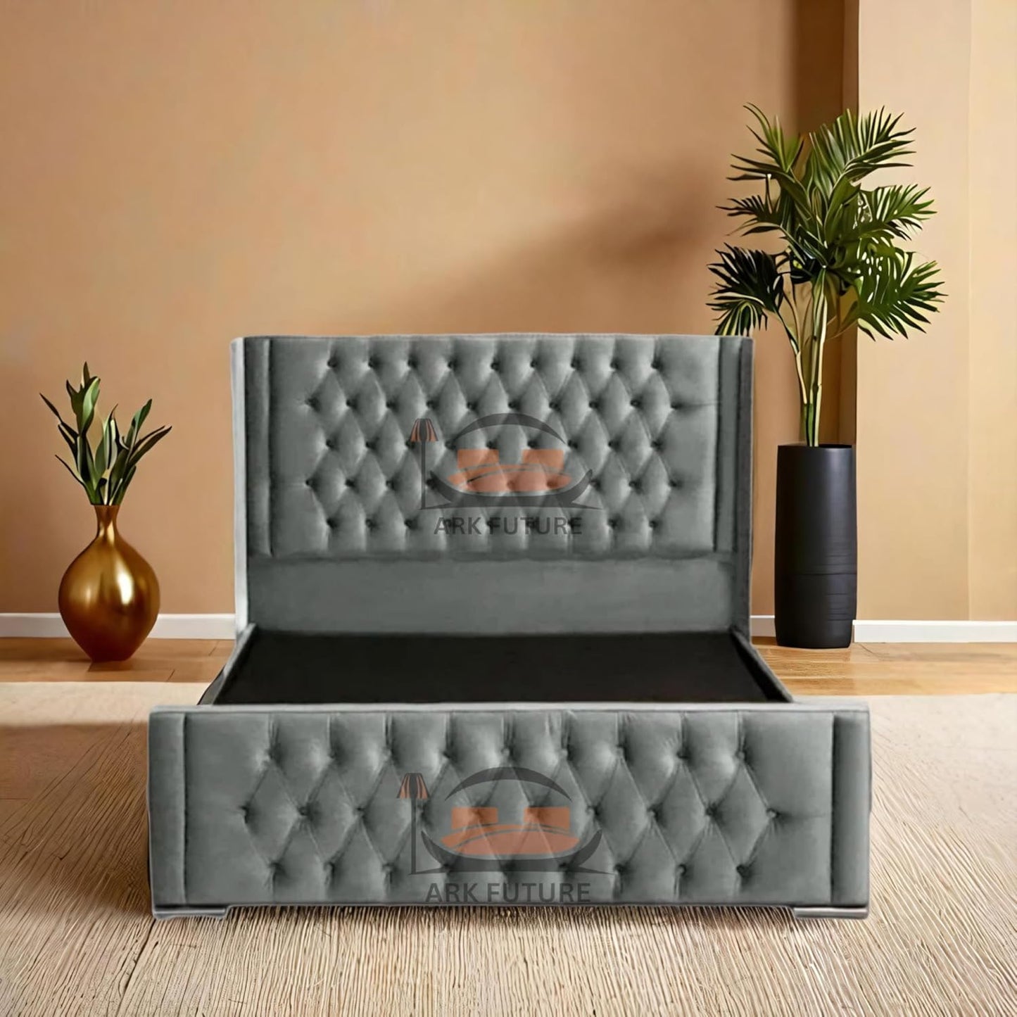 Calgary Upholstered Bed Frame | Modern Fabric Bed with Tufted Headboard