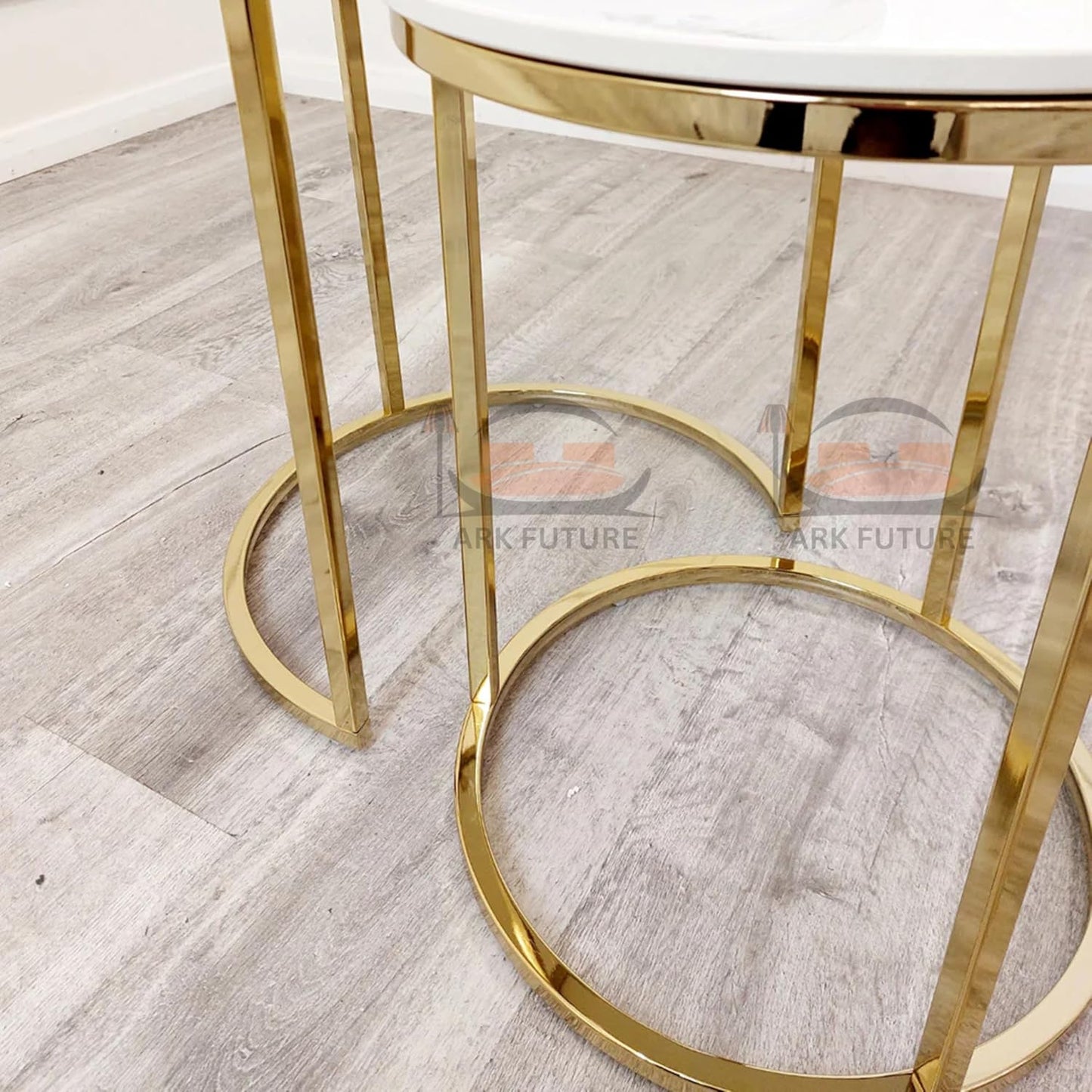 Cato Nest of 2 Tall End Tables with Polar White Sintered Stone Tops