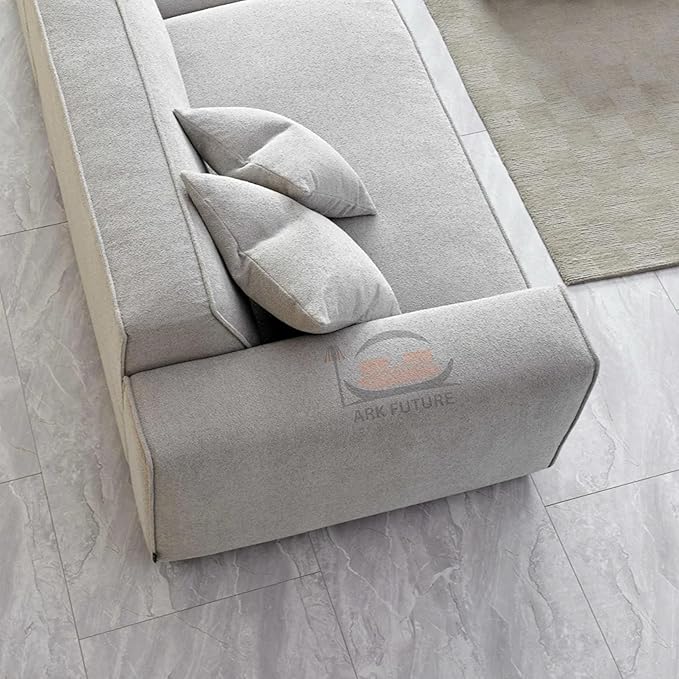 Dakota 4-Seater Sofa with Chaise, Boucle Upholstery, Spacious & Stylish Design(Pebble)