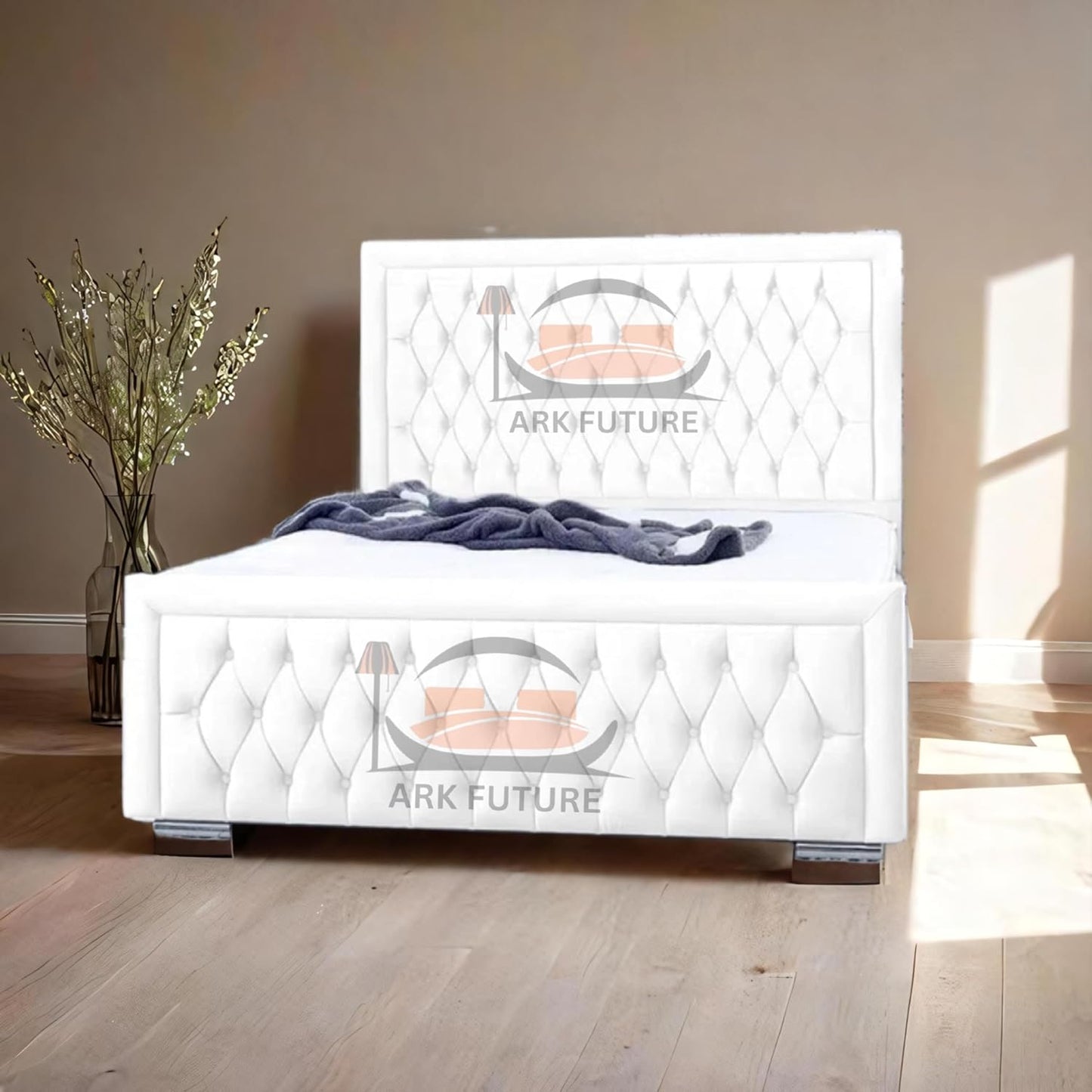 Celeste Upholstered Ottoman Bed – Velvet/Fabric Finish, Storage, Easy Lift, Stylish Headboard