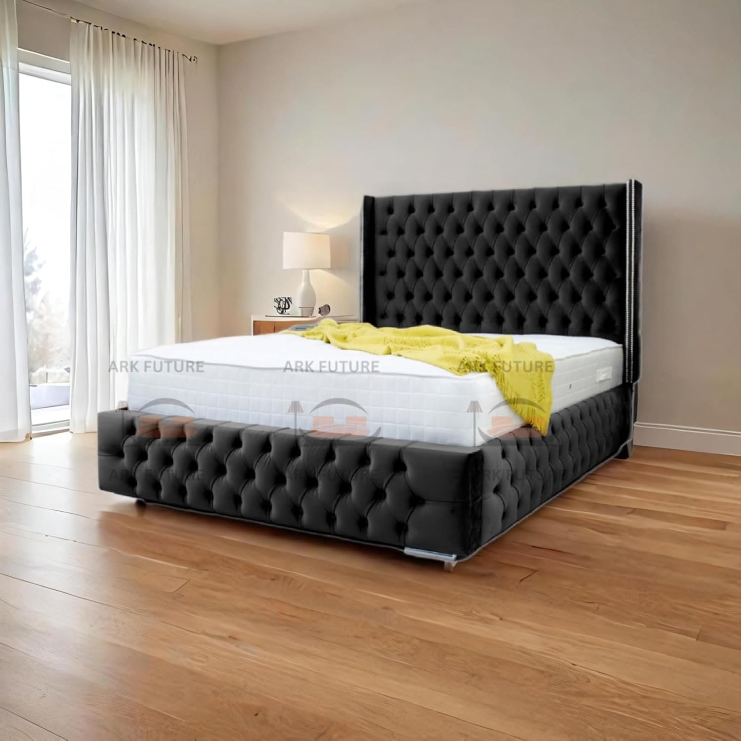 Dino Plush 4-Inch Bed Frame with Winged Headboard
