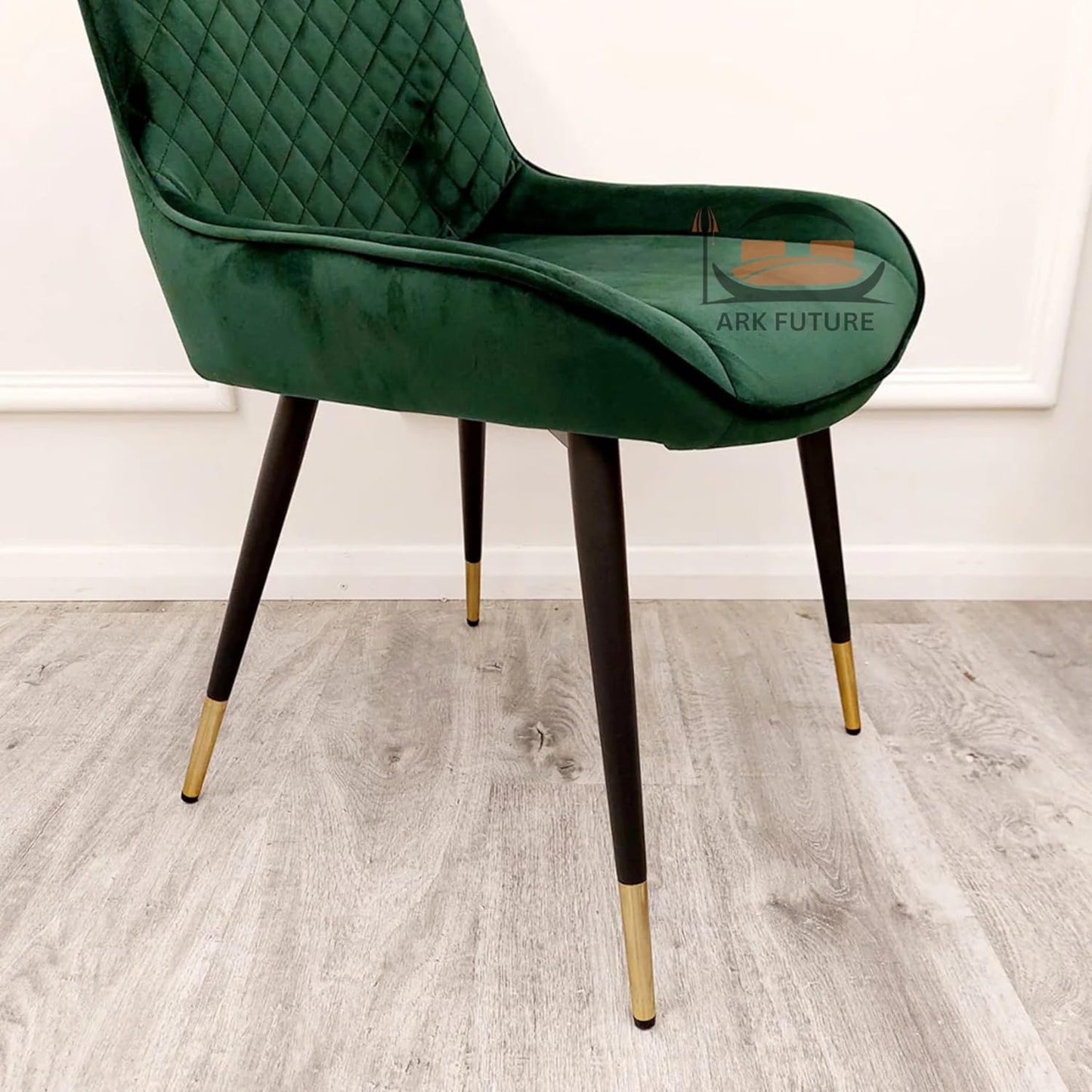 Luna Plush Velvet Dining Chairs – Set of 2, Teal with Metal Legs