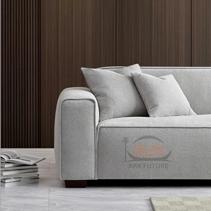 Dakota 4-Seater Sofa with Chaise, Boucle Upholstery, Spacious & Stylish Design(Pebble)