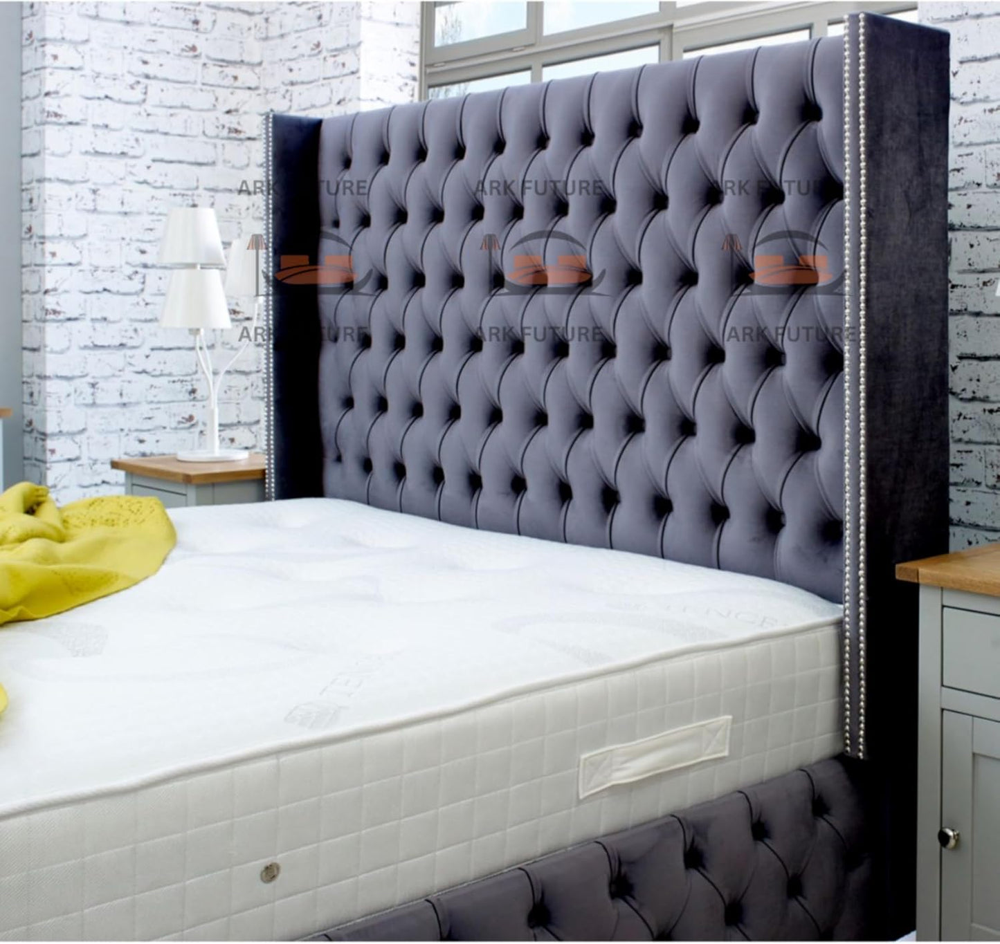 Dino Plush 4-Inch Bed Frame with Winged Headboard