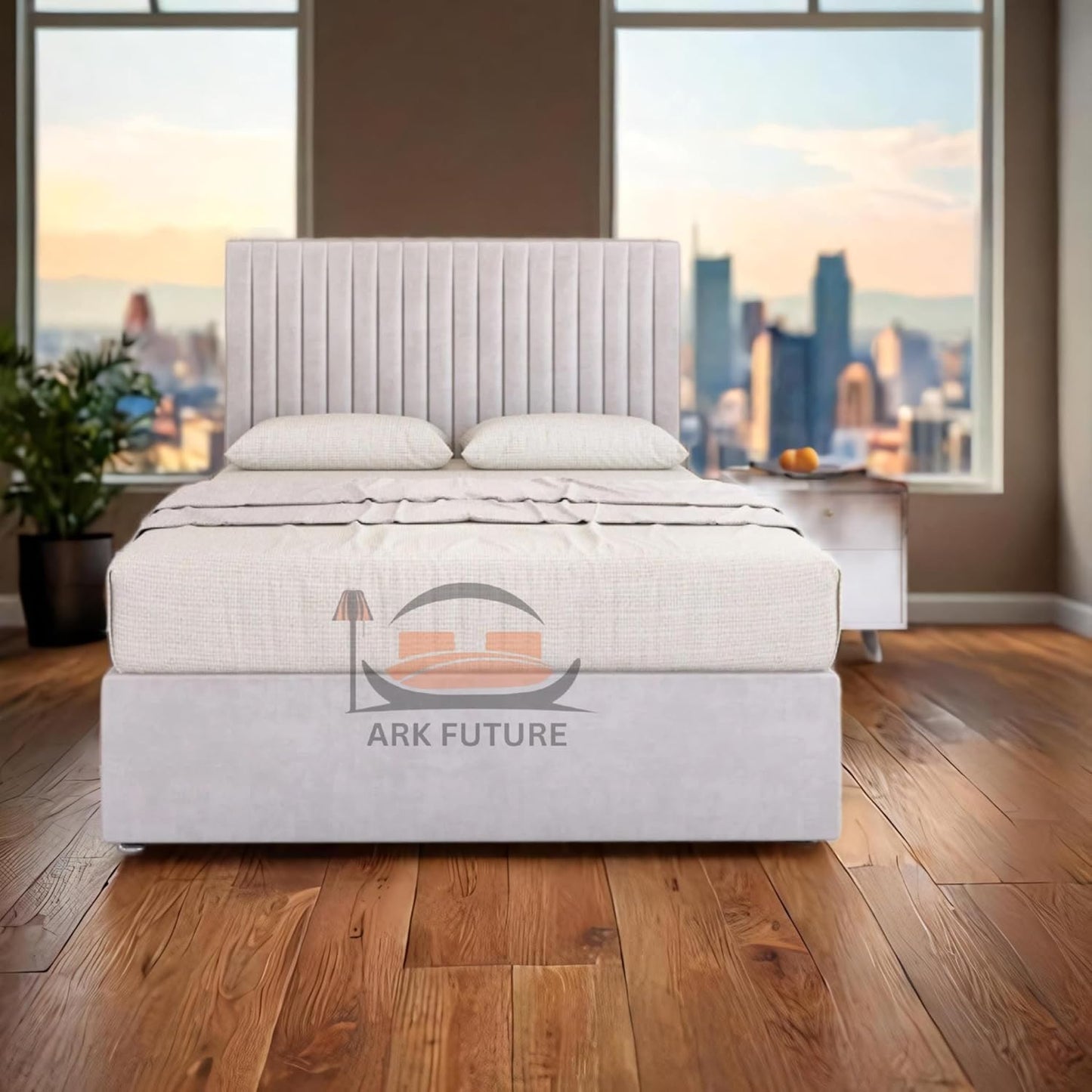 Plush Velvet Bed Frame with Storage and Upholstered Headboard