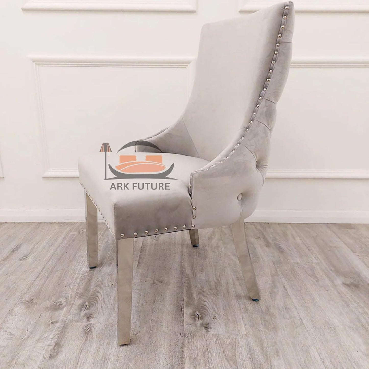 Set of 2 Kensington Velvet Dining Chairs – Button-Tufted, Chrome Legs