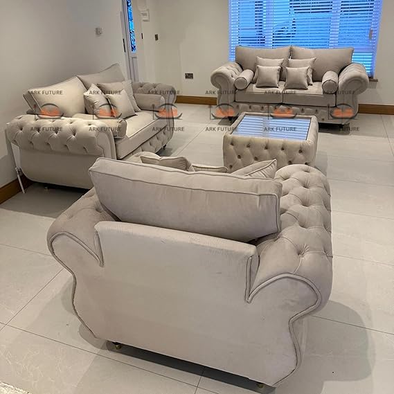 Coco Sofa Set in Plush Velvet Fabric