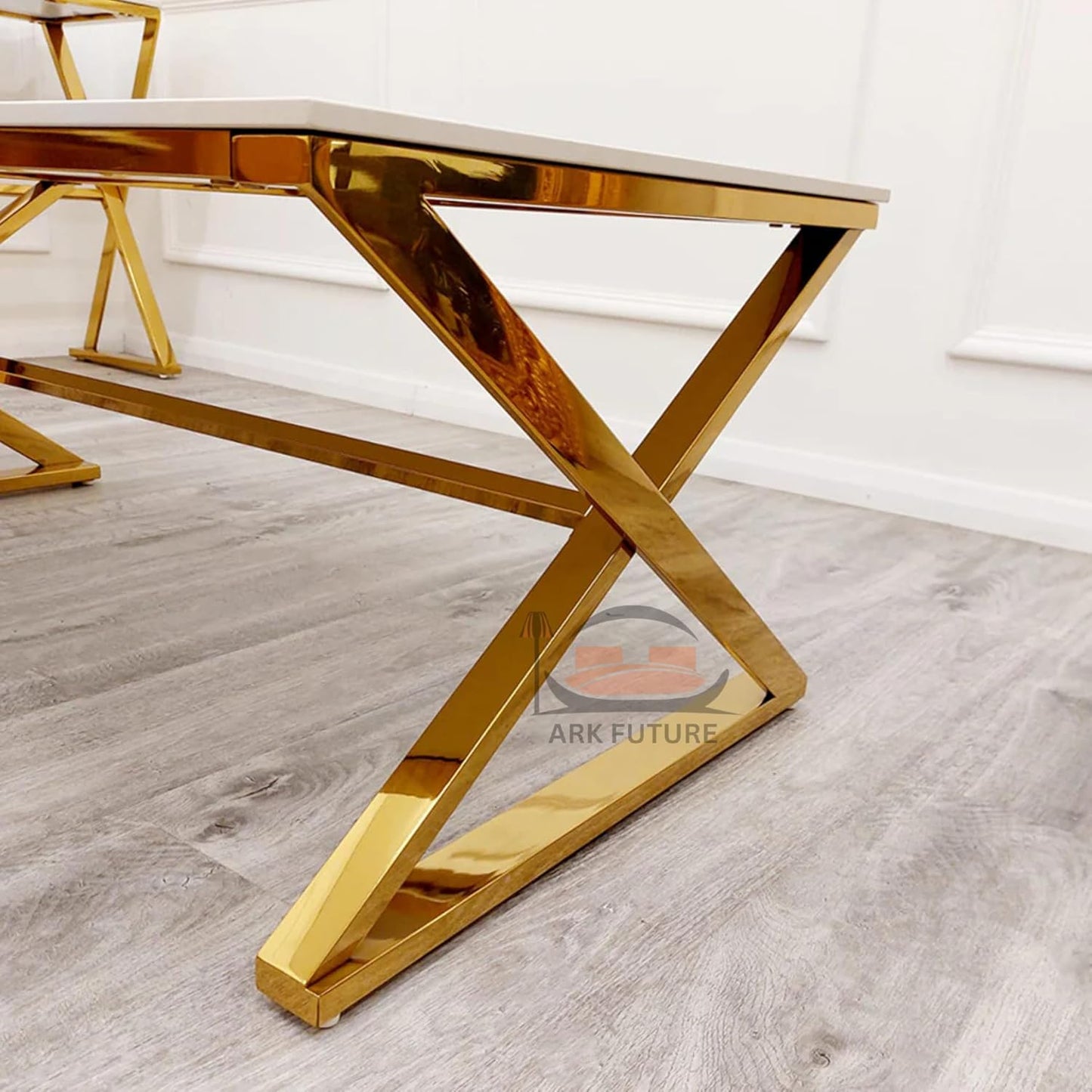 Zion Gold Lamp Table with White Sintered Stone Top