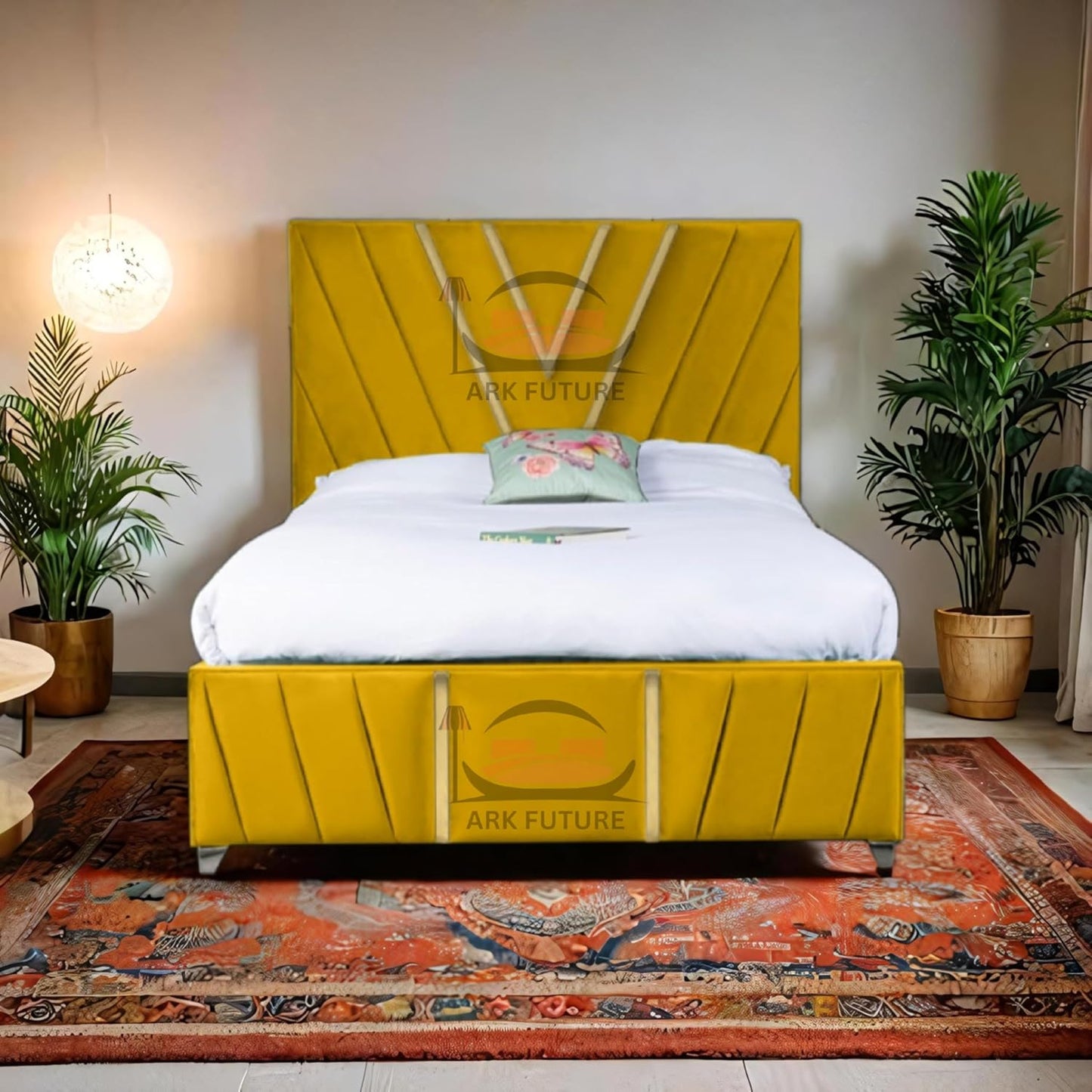 Midnight Mirage Plush Velvet Bed Frame with Tufted Headboard