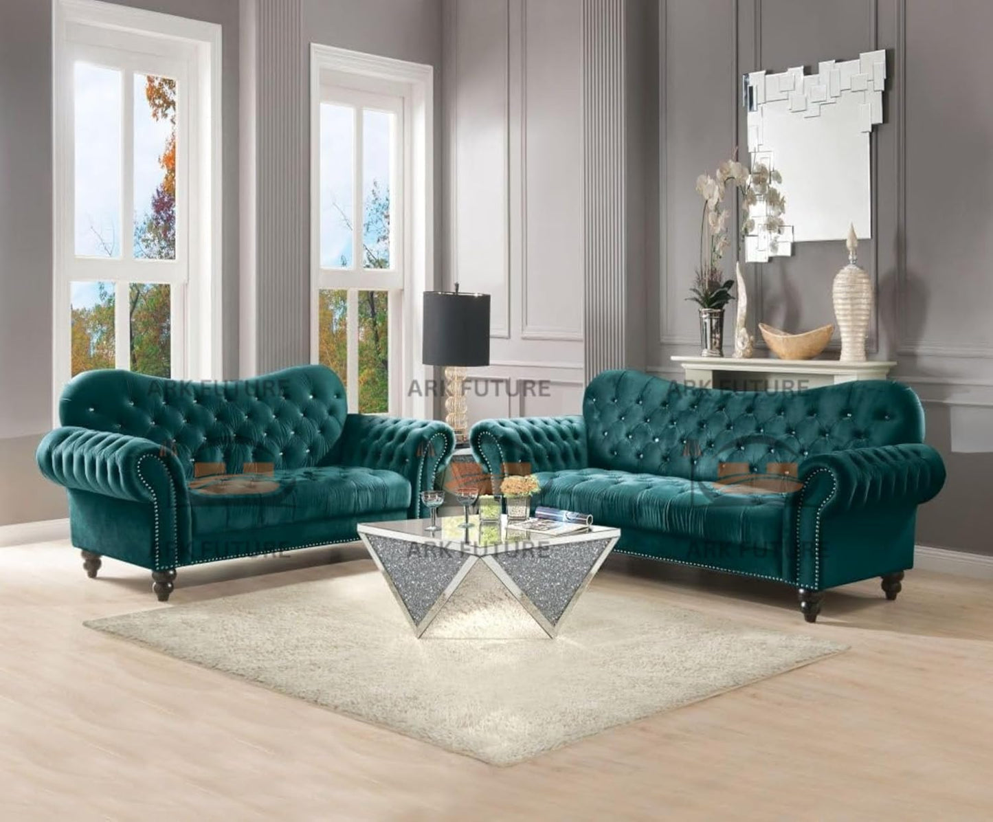 Siena Italian Chesterfield Green Velvet Sofa – Tufted Luxury for Living Room, Bedroom & Office