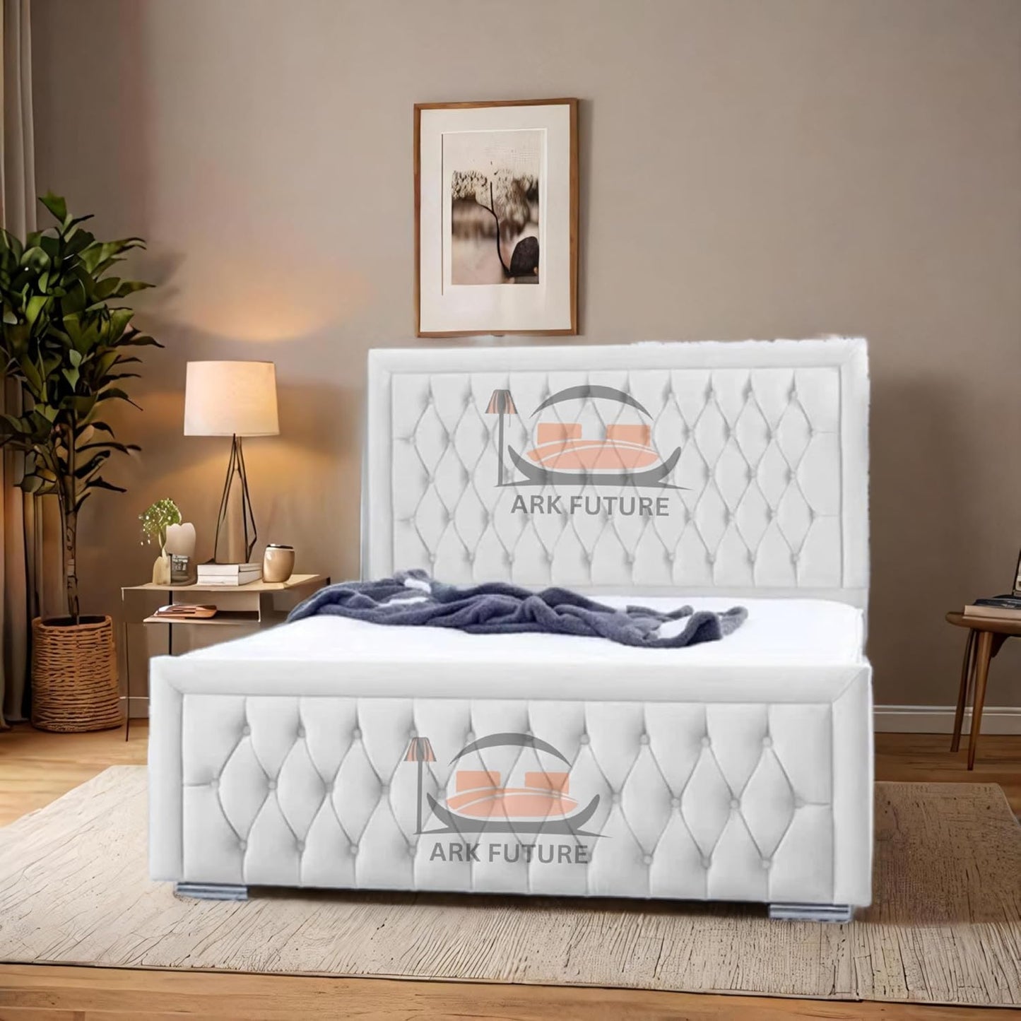 Celeste Upholstered Ottoman Bed – Velvet/Fabric Finish, Storage, Easy Lift, Stylish Headboard