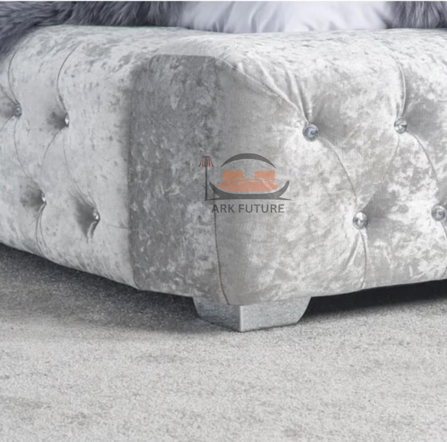 Geneva Crushed Velvet Tufted Bed Frame with Headboard