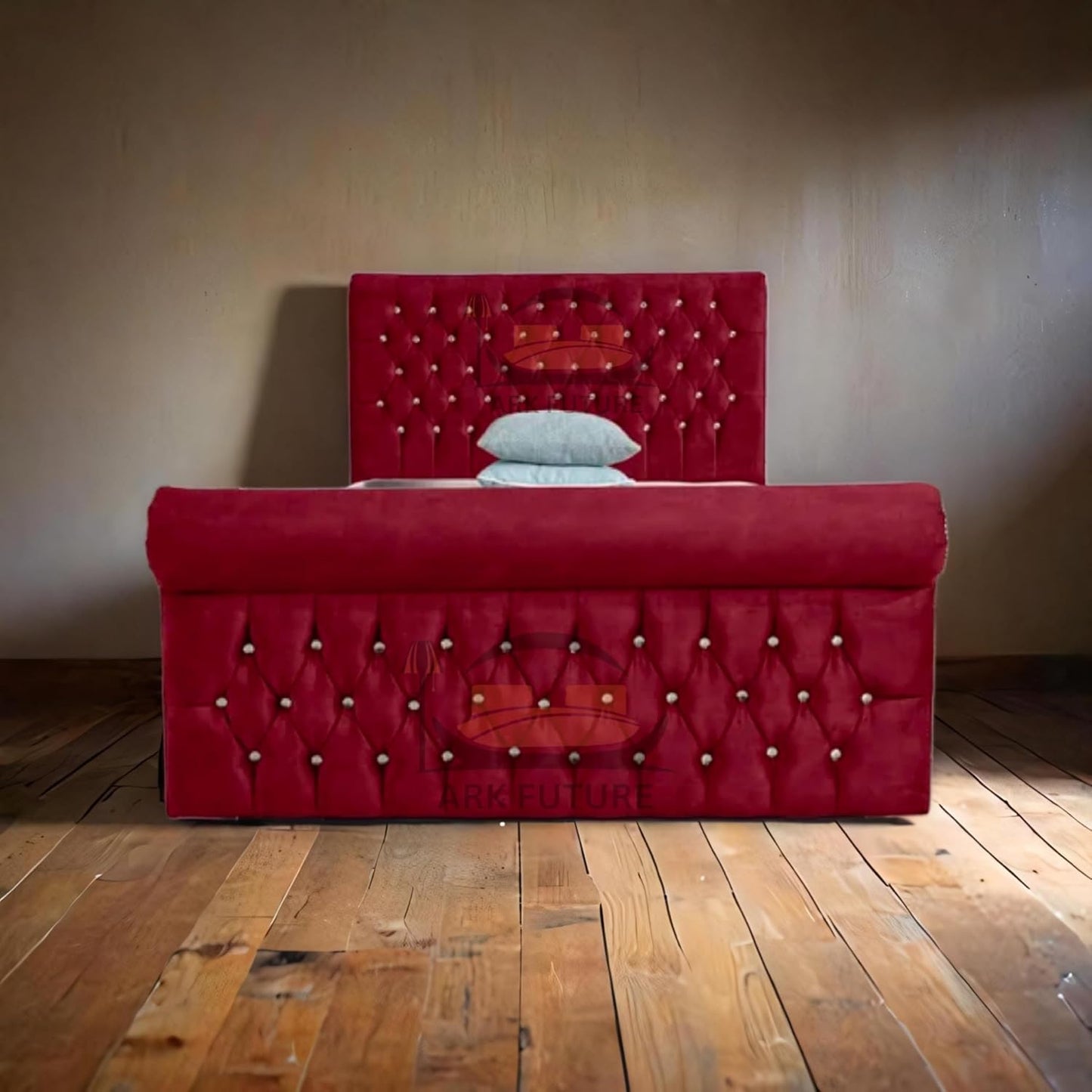 Aveline Upholstered Bed Frame with Velvet or Fabric Finish