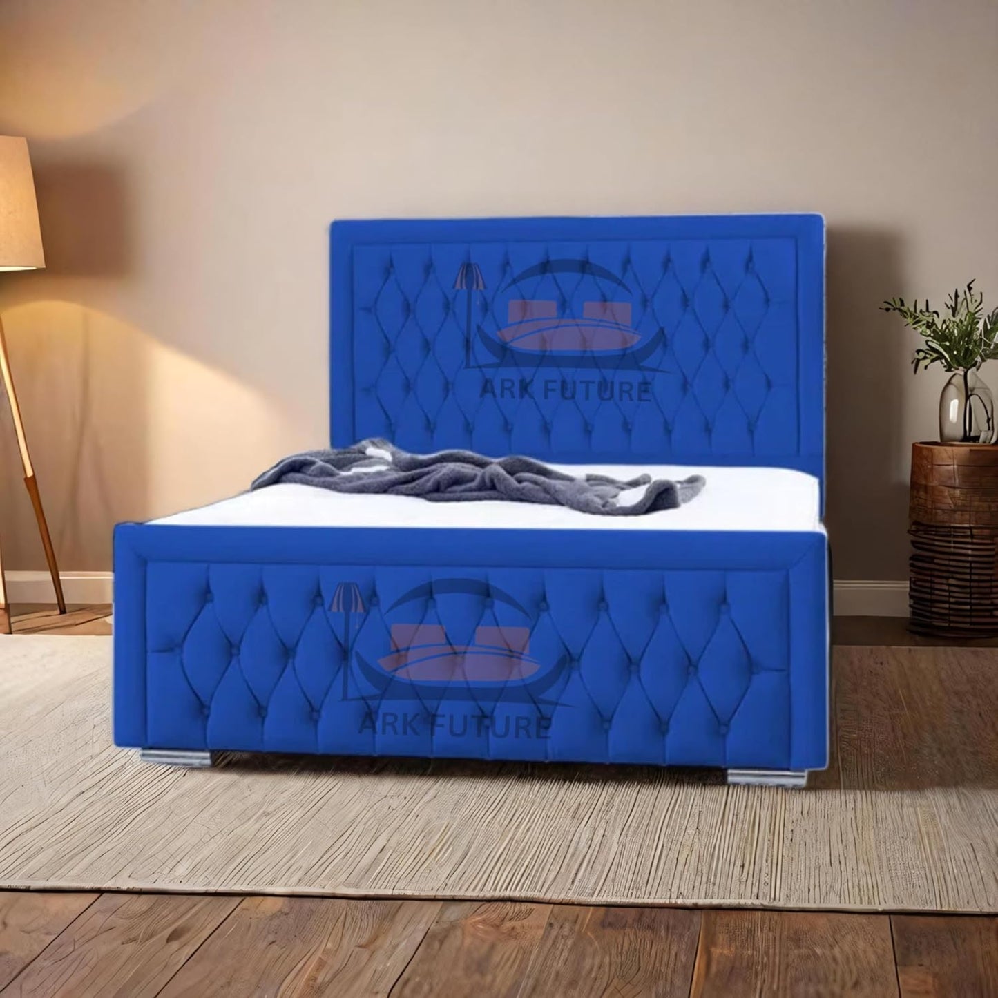 Celeste Upholstered Ottoman Bed – Velvet/Fabric Finish, Storage, Easy Lift, Stylish Headboard