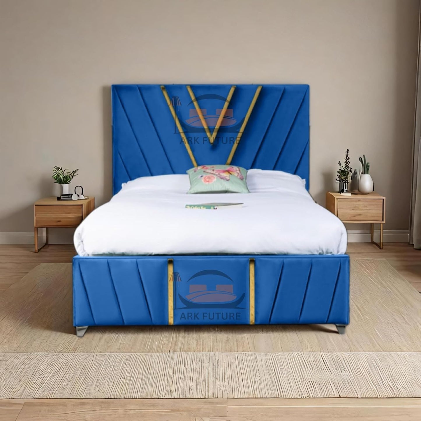 Midnight Mirage Plush Velvet Bed Frame with Tufted Headboard