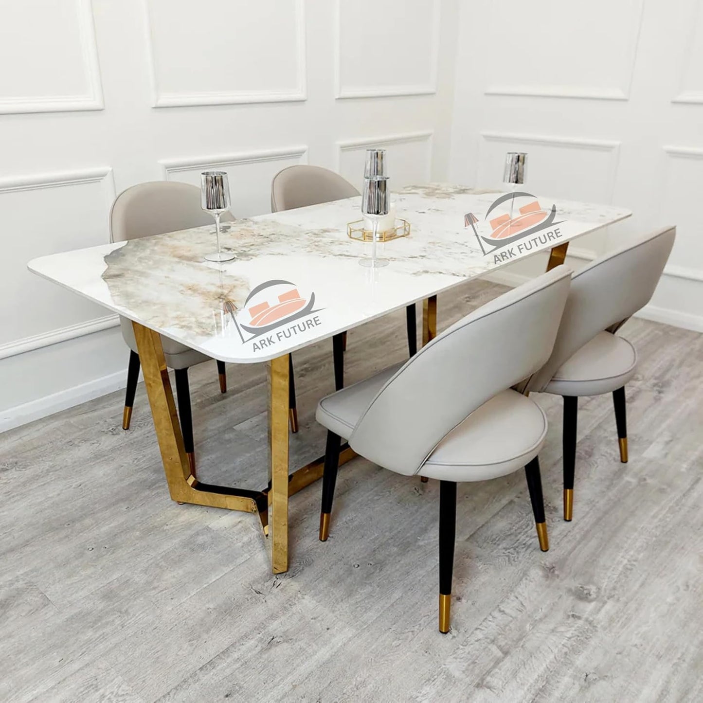 Lucien 1.8m Gold Dining Table – Pandora Sintered Stone & Gold Base