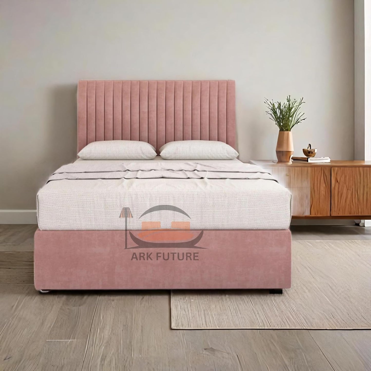 Plush Velvet Bed Frame with Storage and Upholstered Headboard