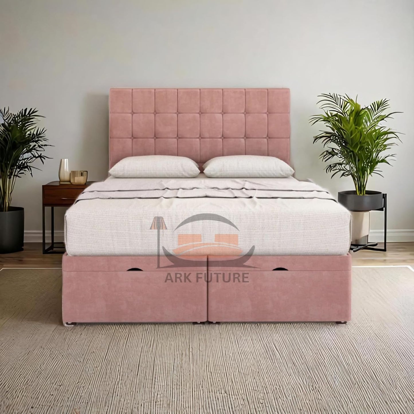 Regal Tufted Velvet Bed Frame with Footend Storage Drawers