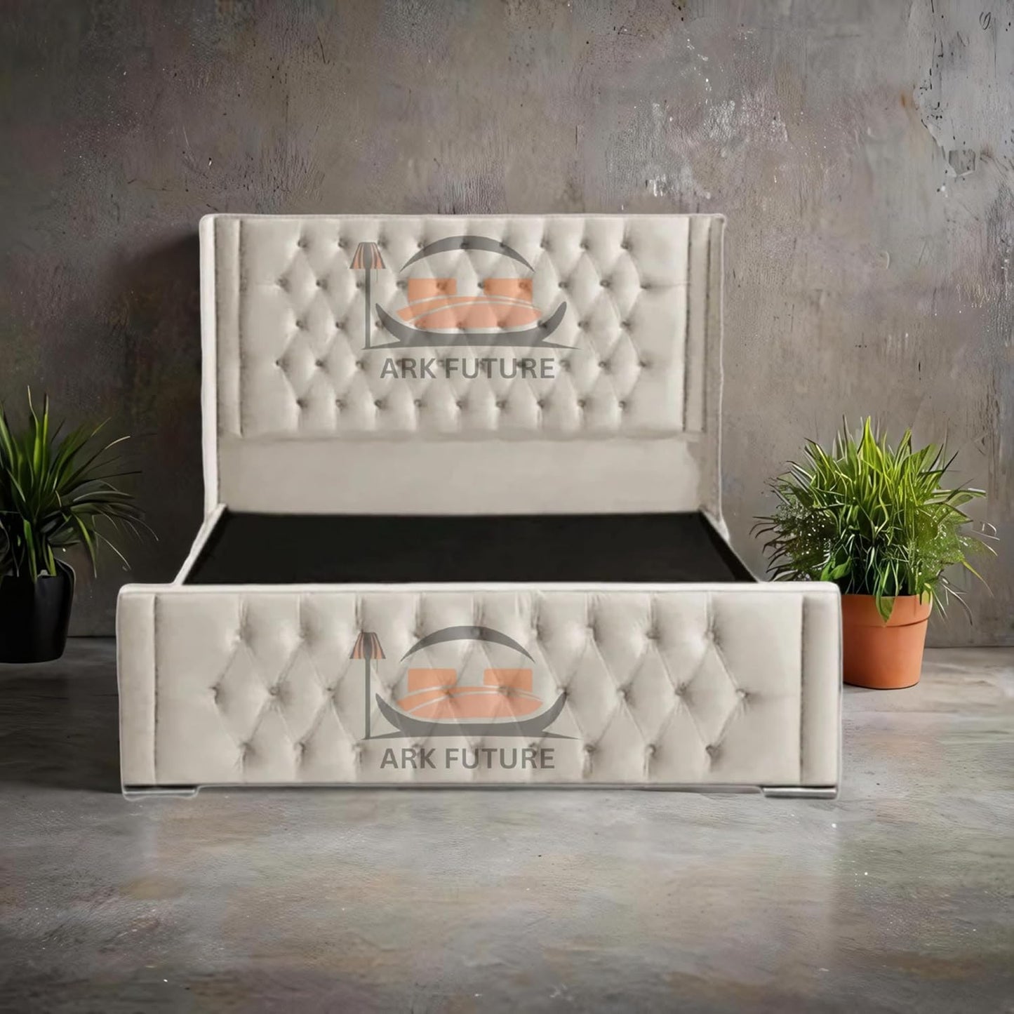 Calgary Upholstered Bed Frame | Modern Fabric Bed with Tufted Headboard