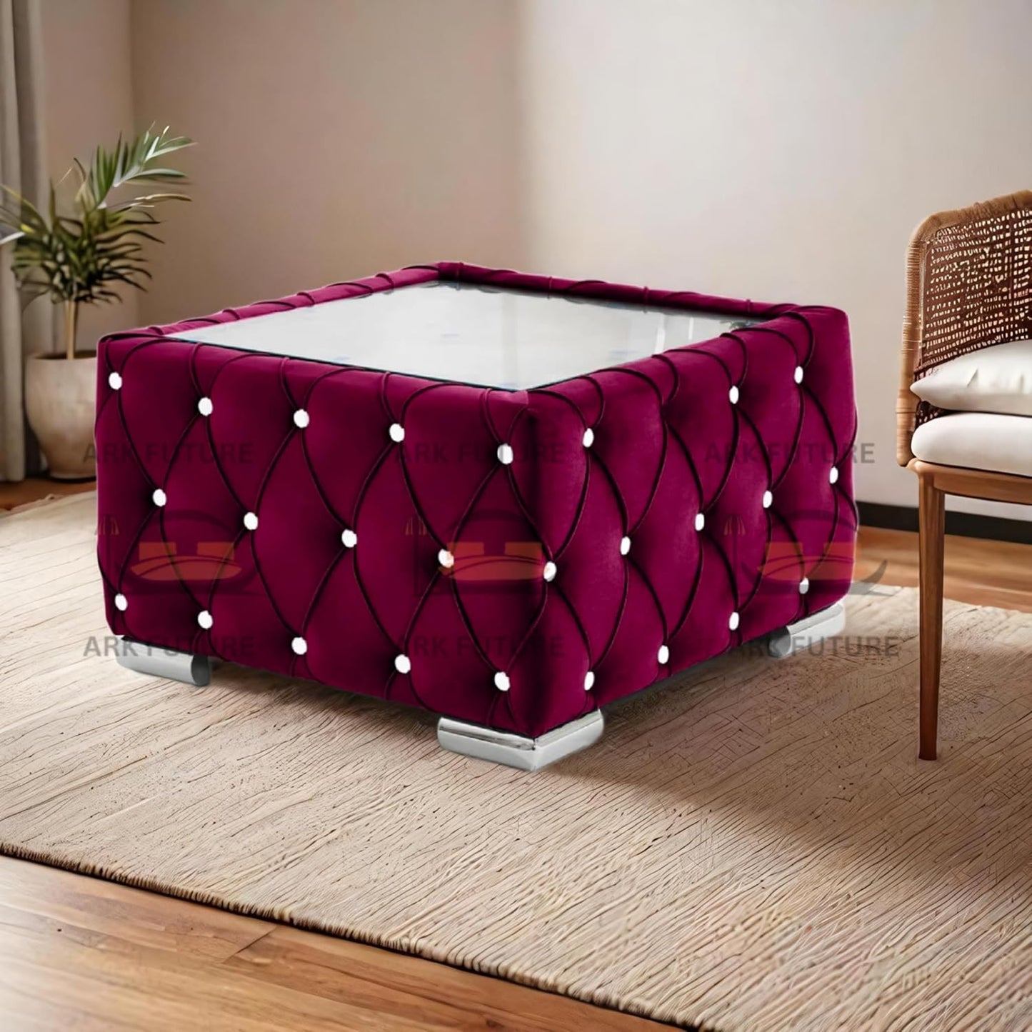 Verona Plush Velvet Square Footstool β Stylish & Comfortable