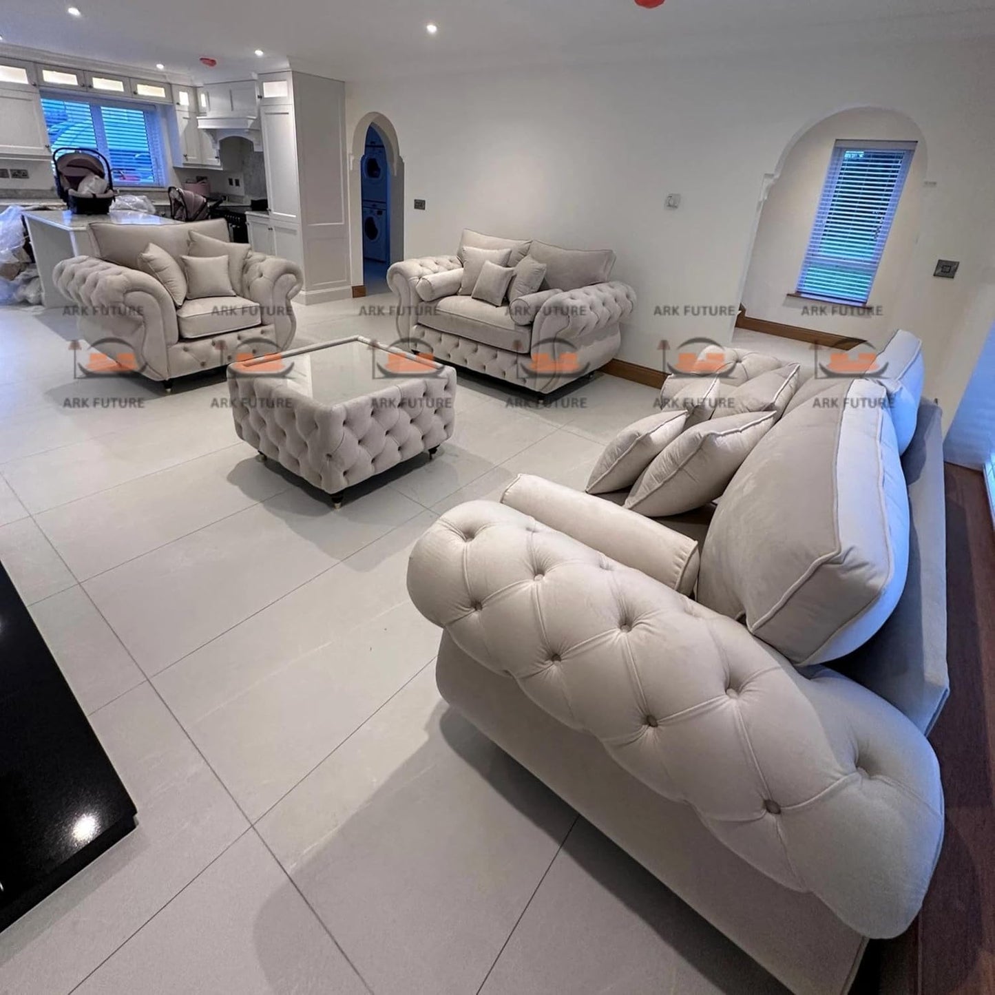 Turbo Sofa Set in Plush Velvet Fabric